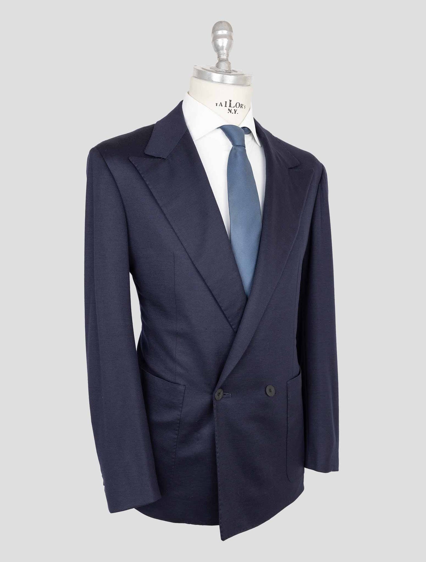 Kiton Knt Blue Wool Double Breasted Suit