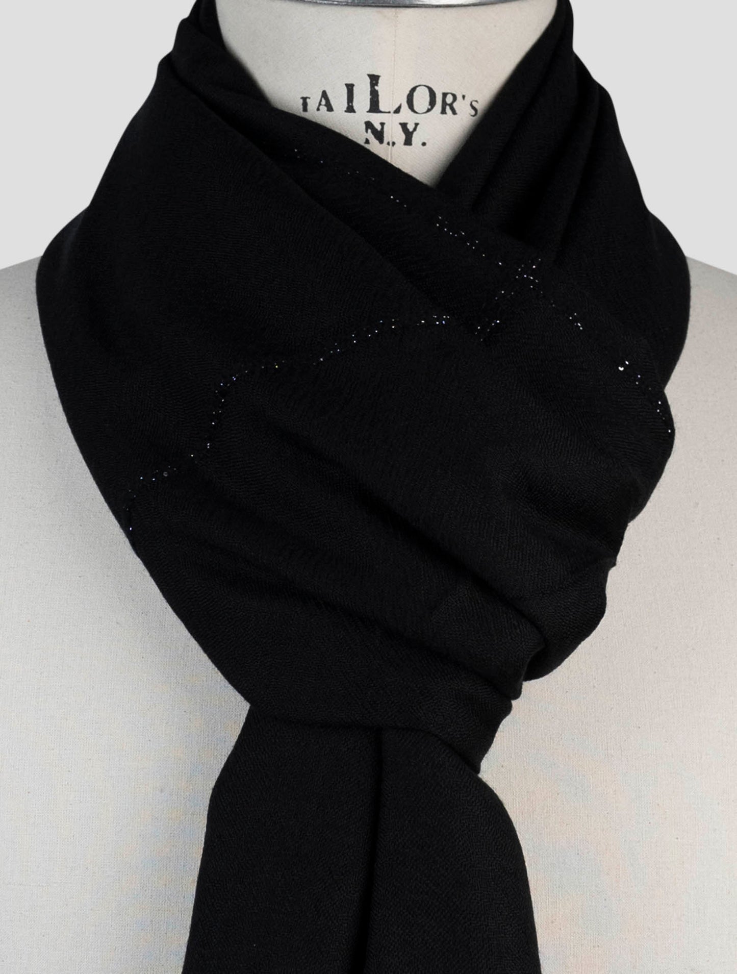 Kiton Black Cashmere Silk Scarf