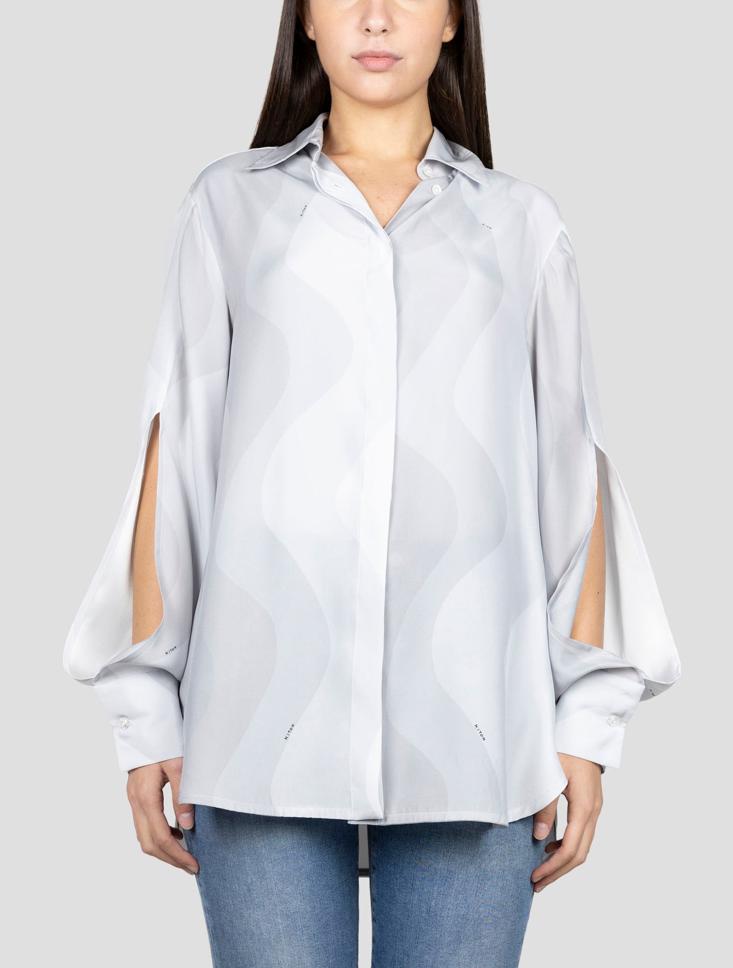 Kiton Gray Silk Shirt