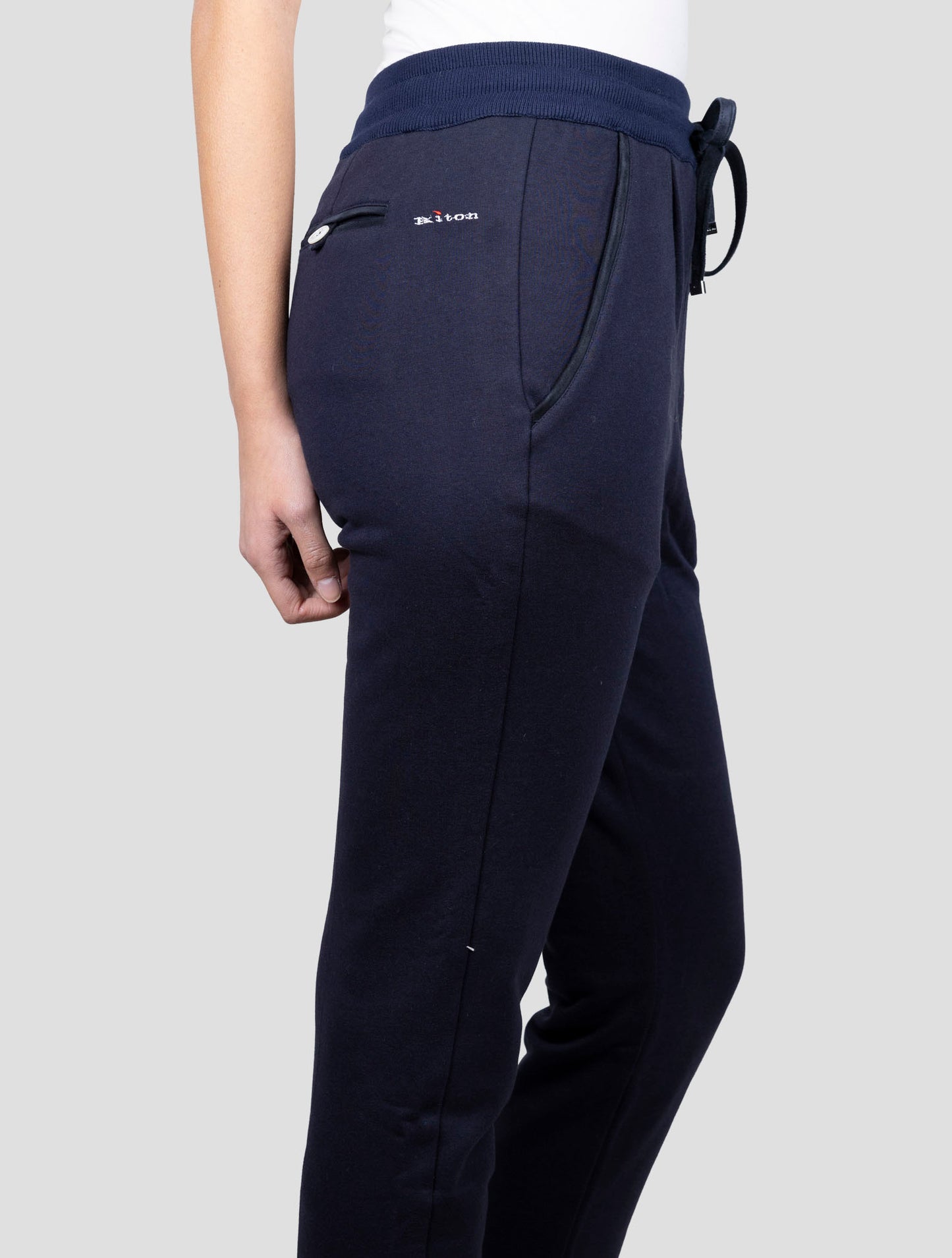 Kiton White Cotton Cashmere Pants