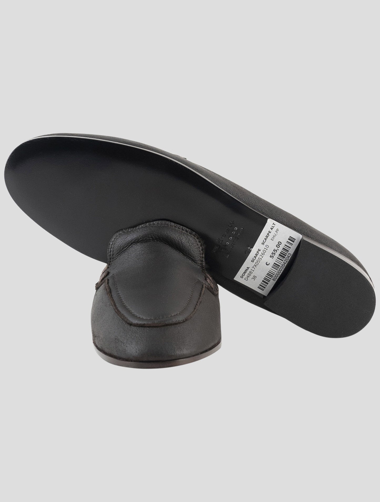 Kiton Dark Brown Leather Shearling Suede Loafers