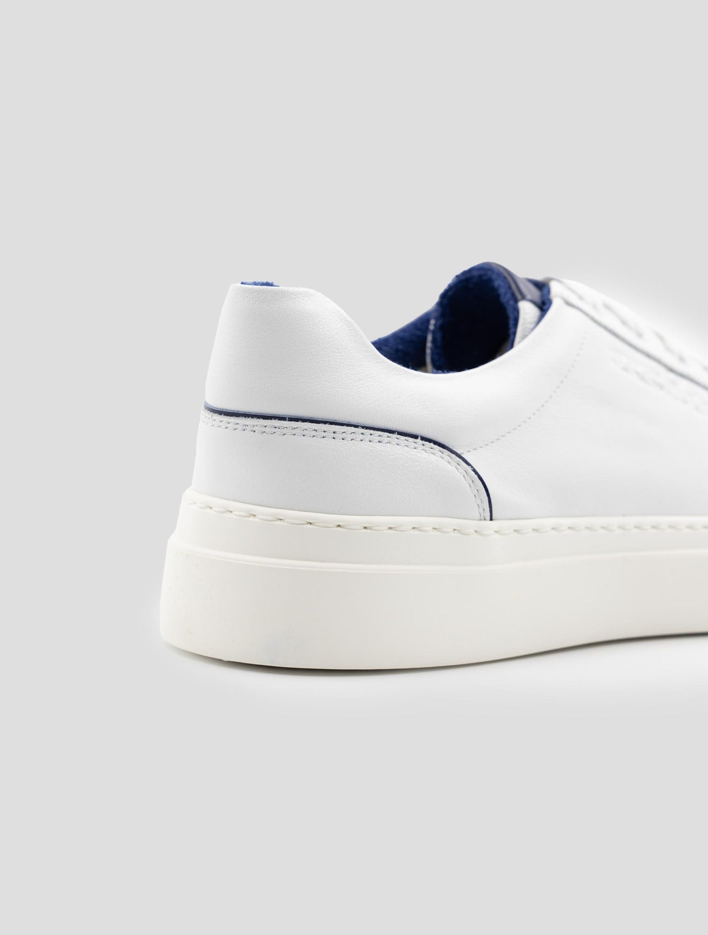 Kiton Blue White Leather Sneakers