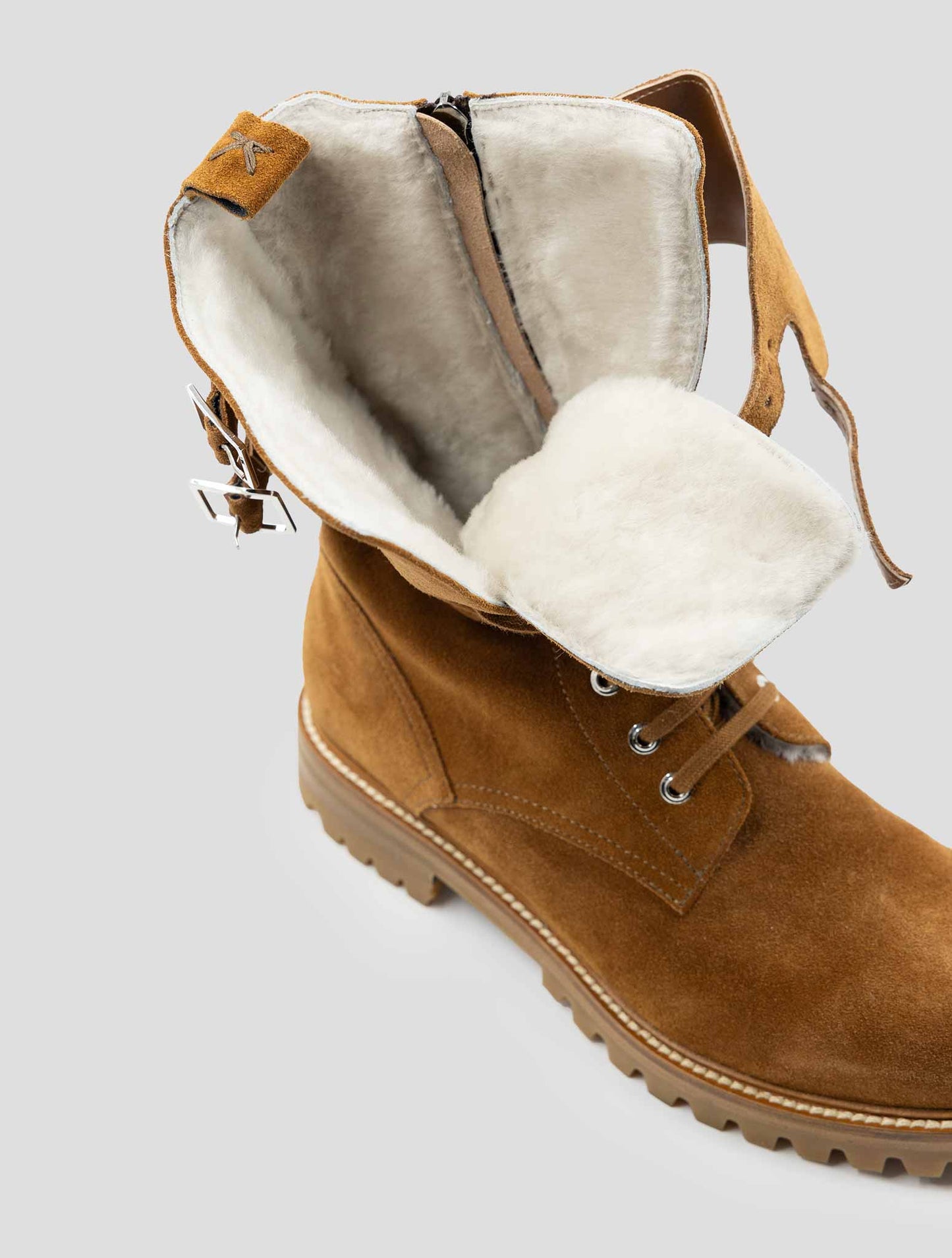 Kiton Brown Leather Suede With Fur Boots
