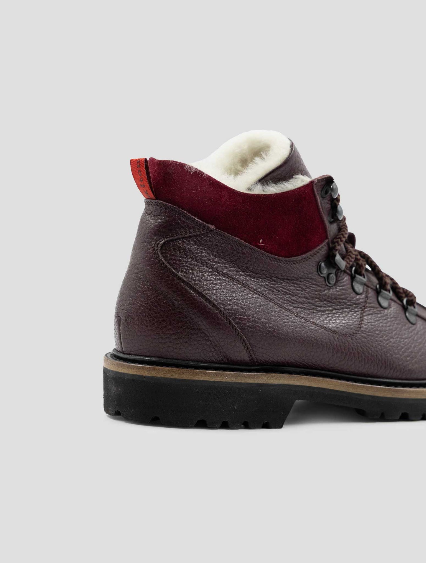 Kiton Burgundy Leather Derr With Fur Boots