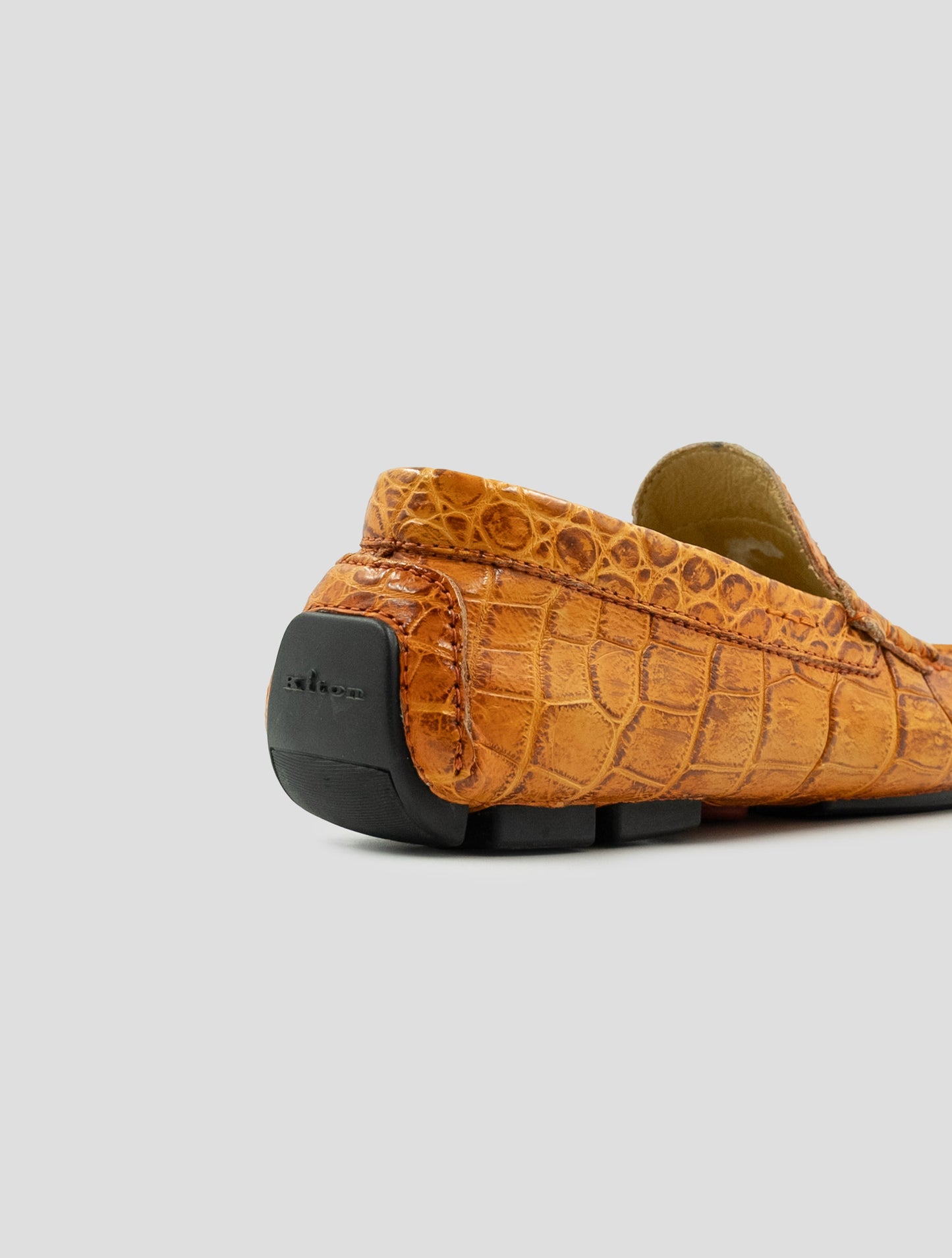 Kiton Orange Leather Crocodile Loafers
