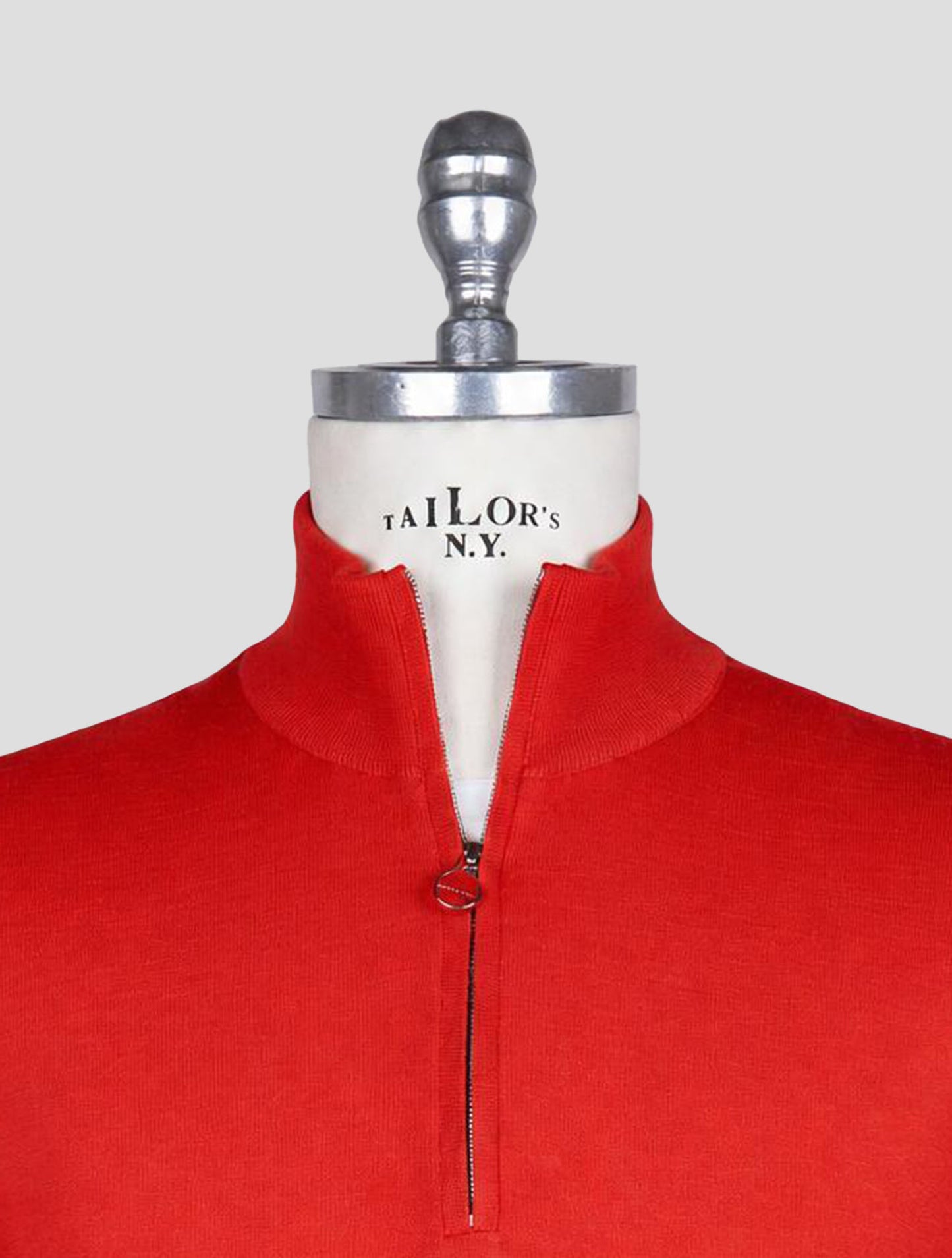 Kiton Red Cashmere Silk Sweater Half Zip