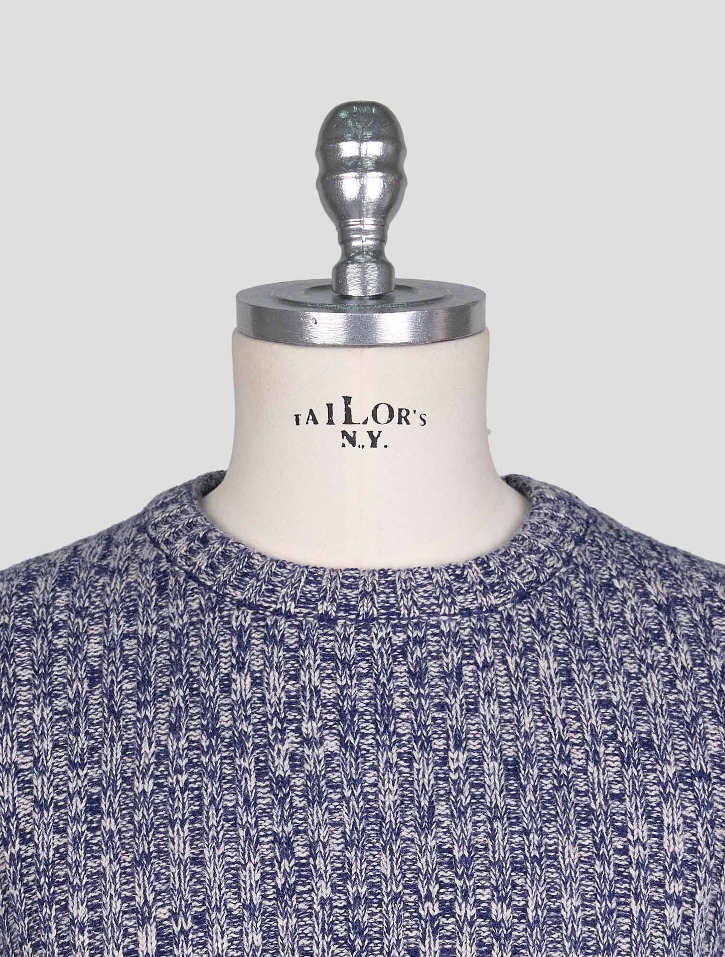 Kiton Blue White Cashmere Sweater Crewneck