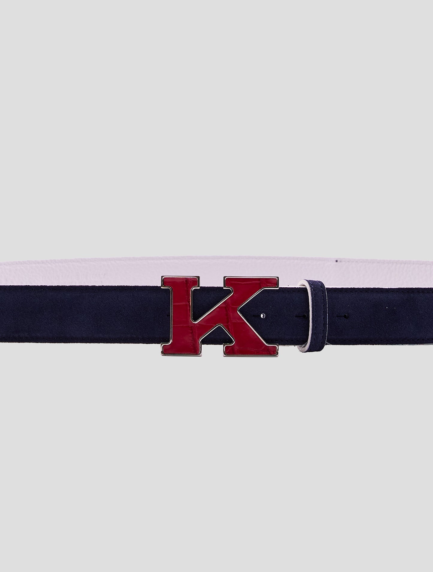 Kiton Blue Leather Leather Suede Belt