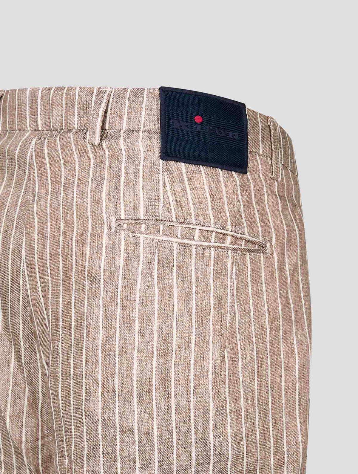Kiton Beige White Linen Ea Pl Pants