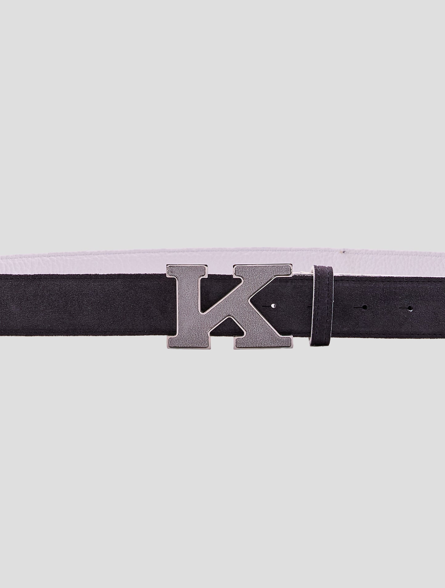 Kiton Gray Leather Leather Suede Belt