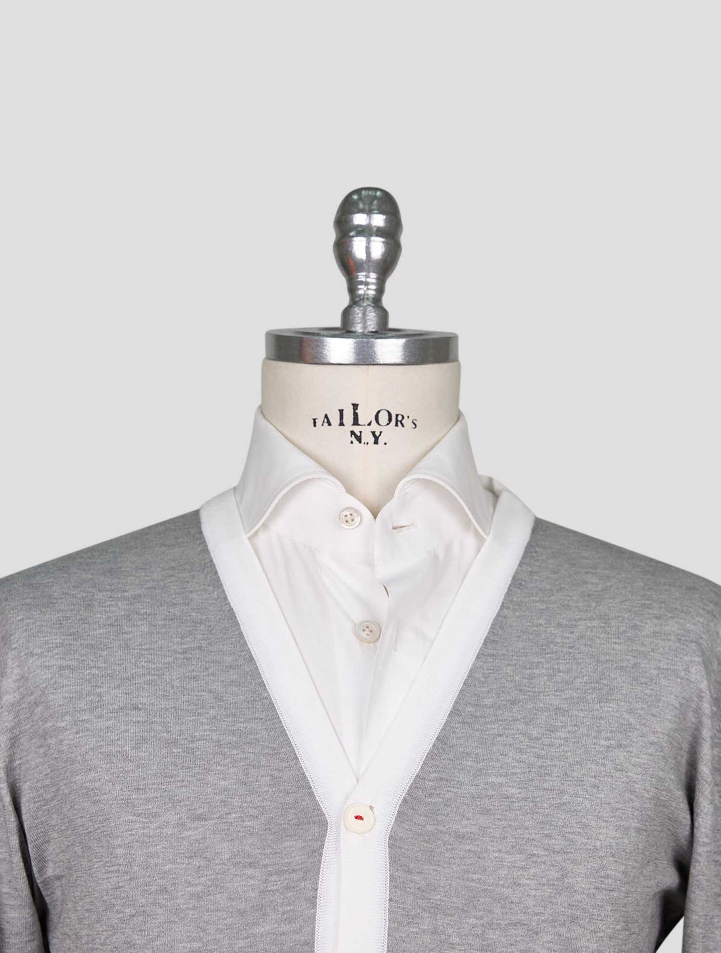 Kiton Gray White Cardigan