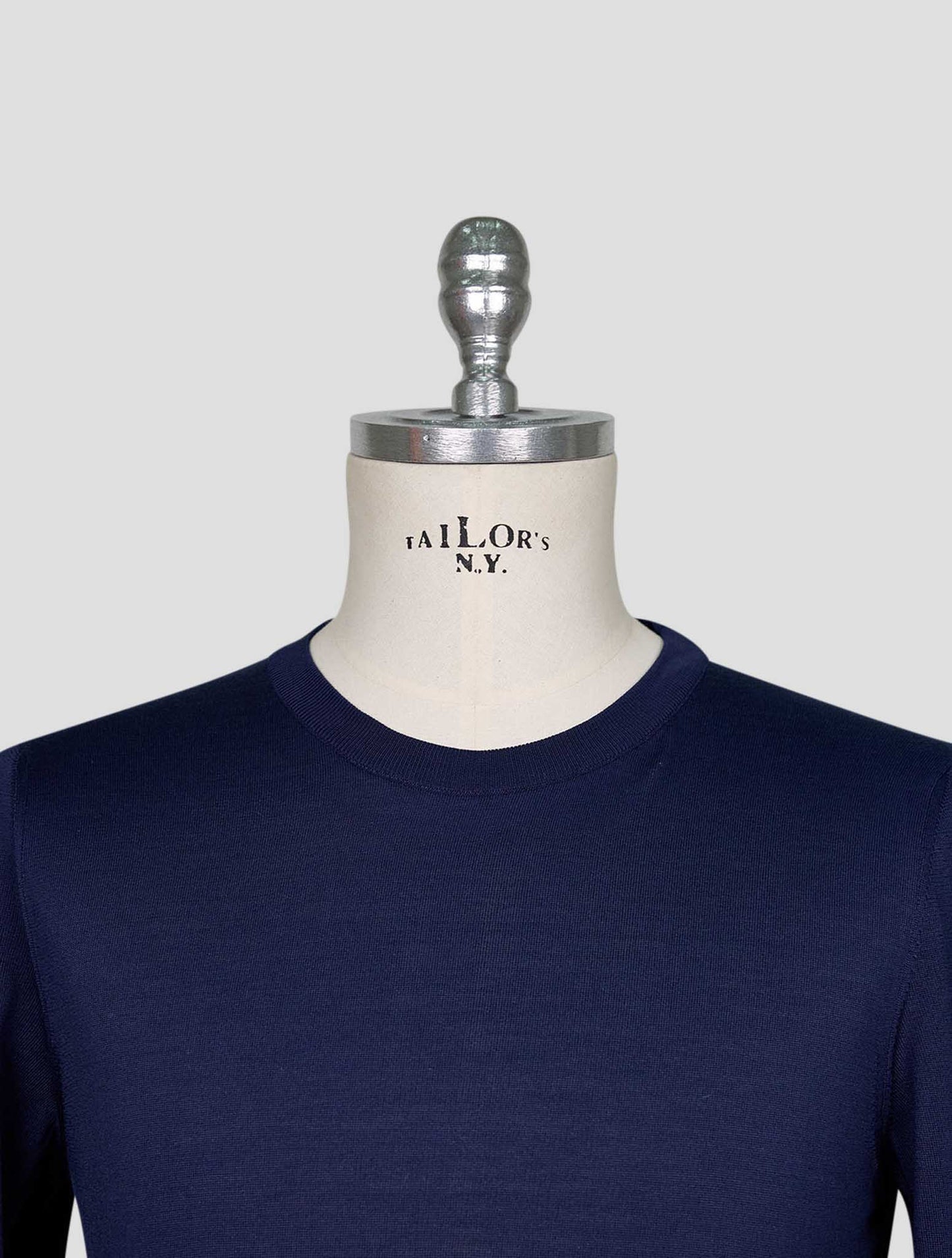 Kiton Blue Silk Sweater Crewneck