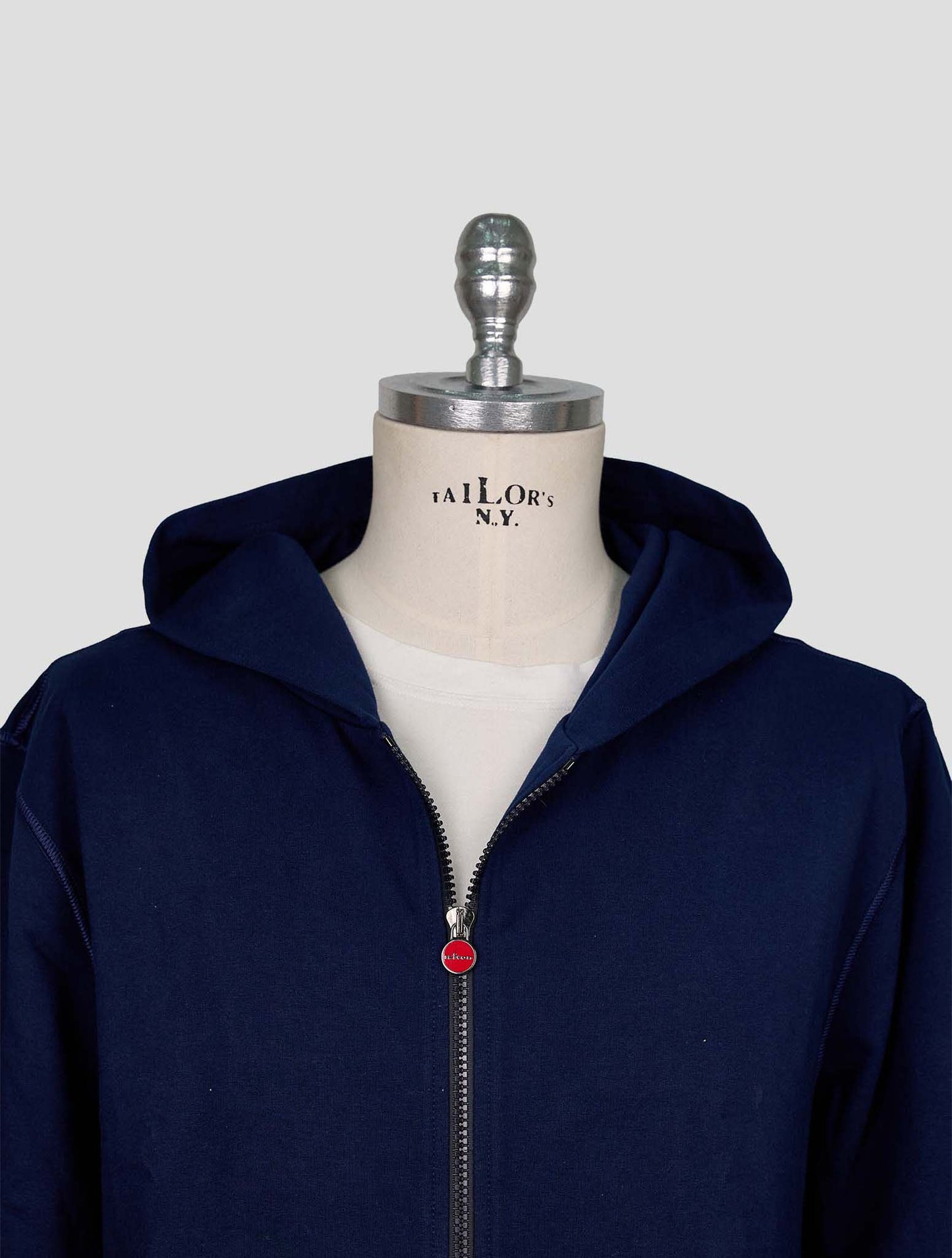 Kiton Blue Cotton Ea Sweater Full Zip