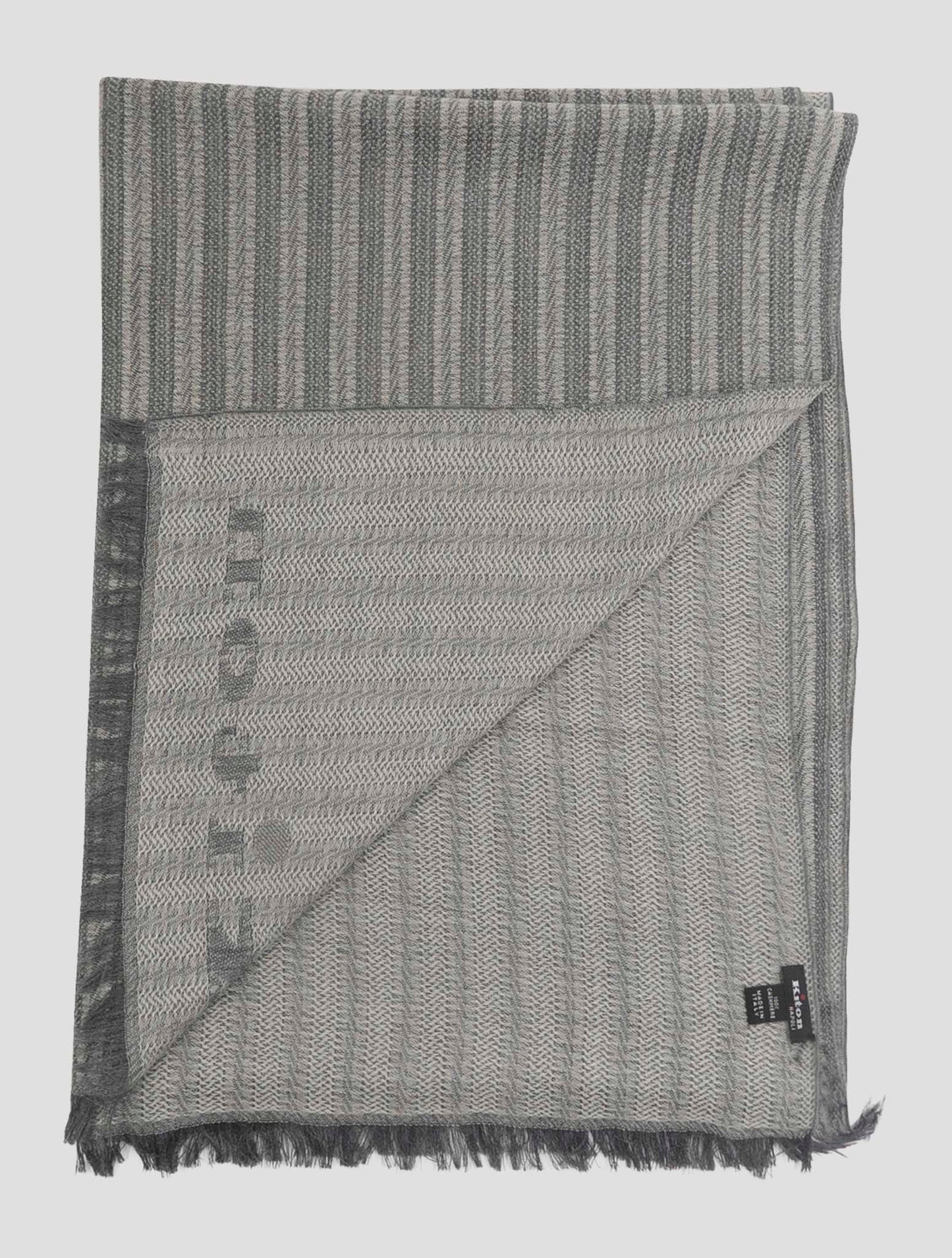 Kiton Gray White Cashmere Scarf 70x180
