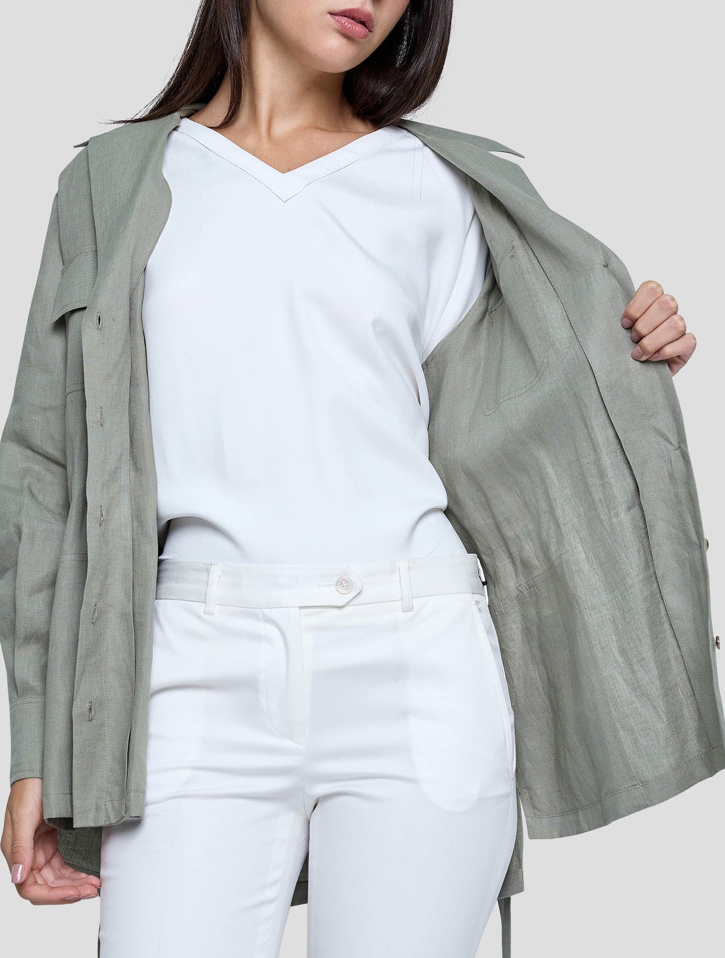 Kiton Green Linen Shirt Women