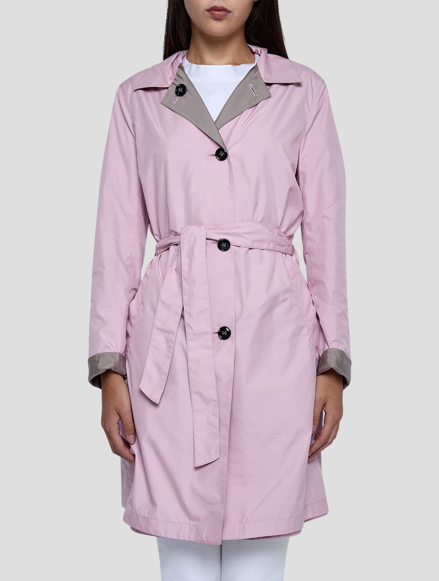Kiton Taupe Pink Pl Reverse Overcoat Women