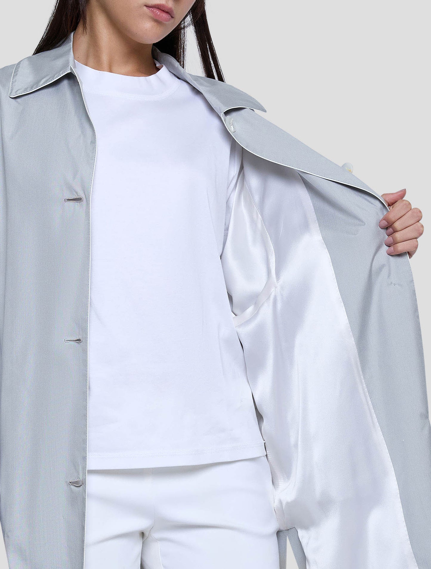 Kiton Gray Silk Overcoat Women