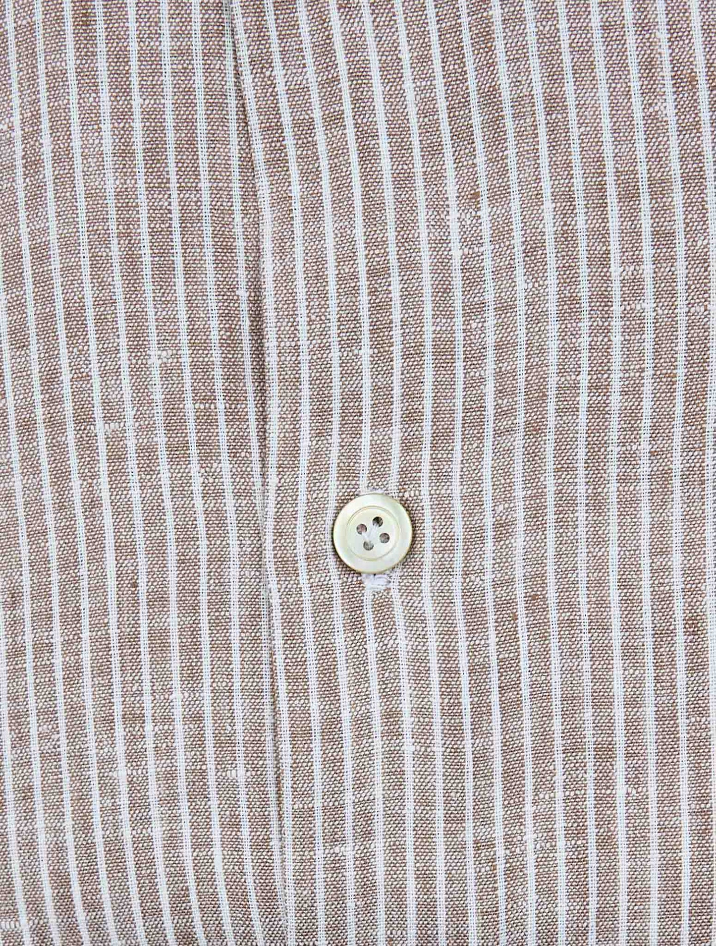Kiton Brown White Linen Pl Ea Shirt
