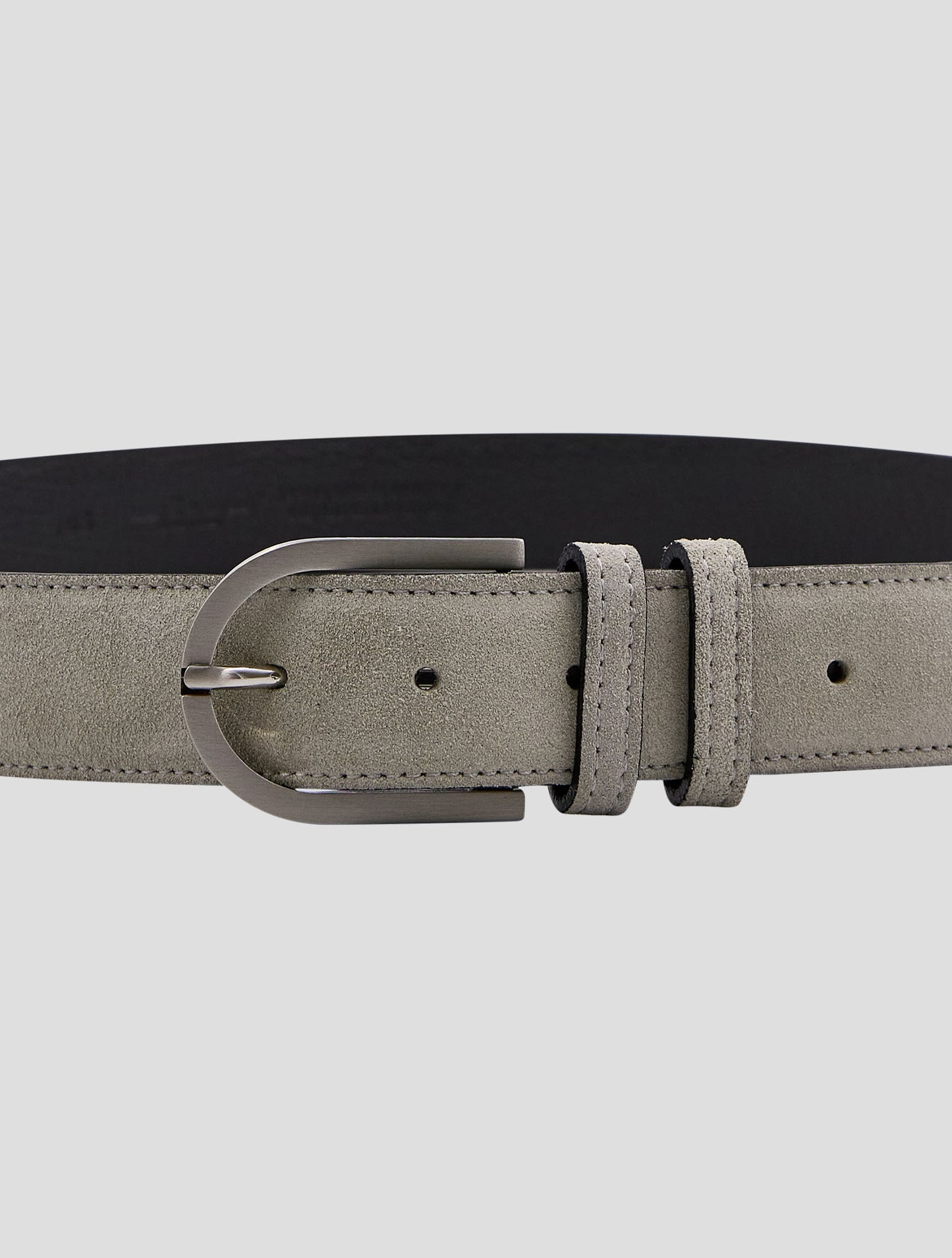 Kiton Light Beige Leather Suede Belt