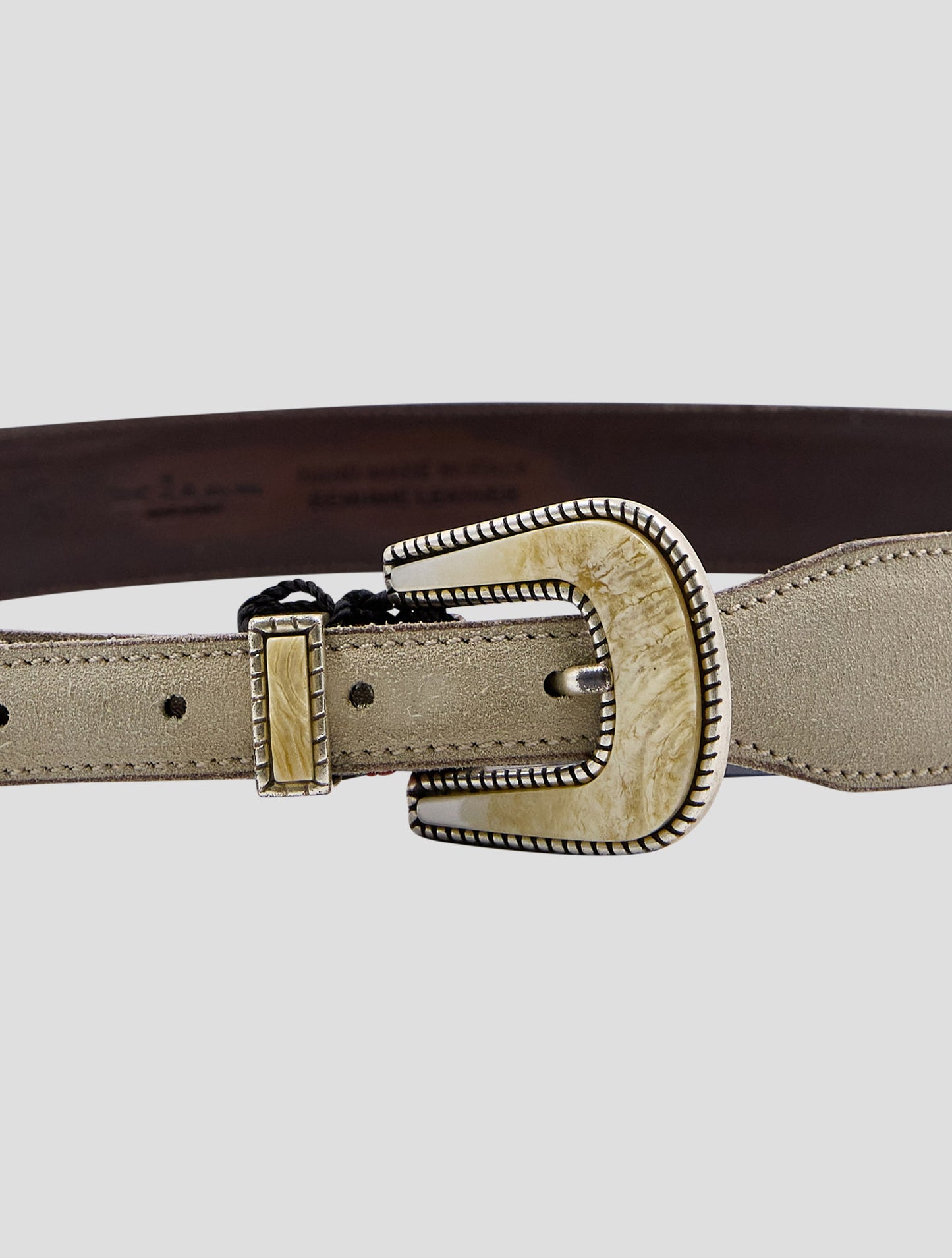 Kiton Light Beige Leather Suede Belt