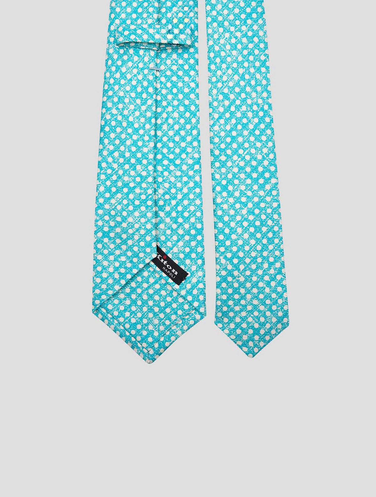 Kiton Light Blue White Silk Tie