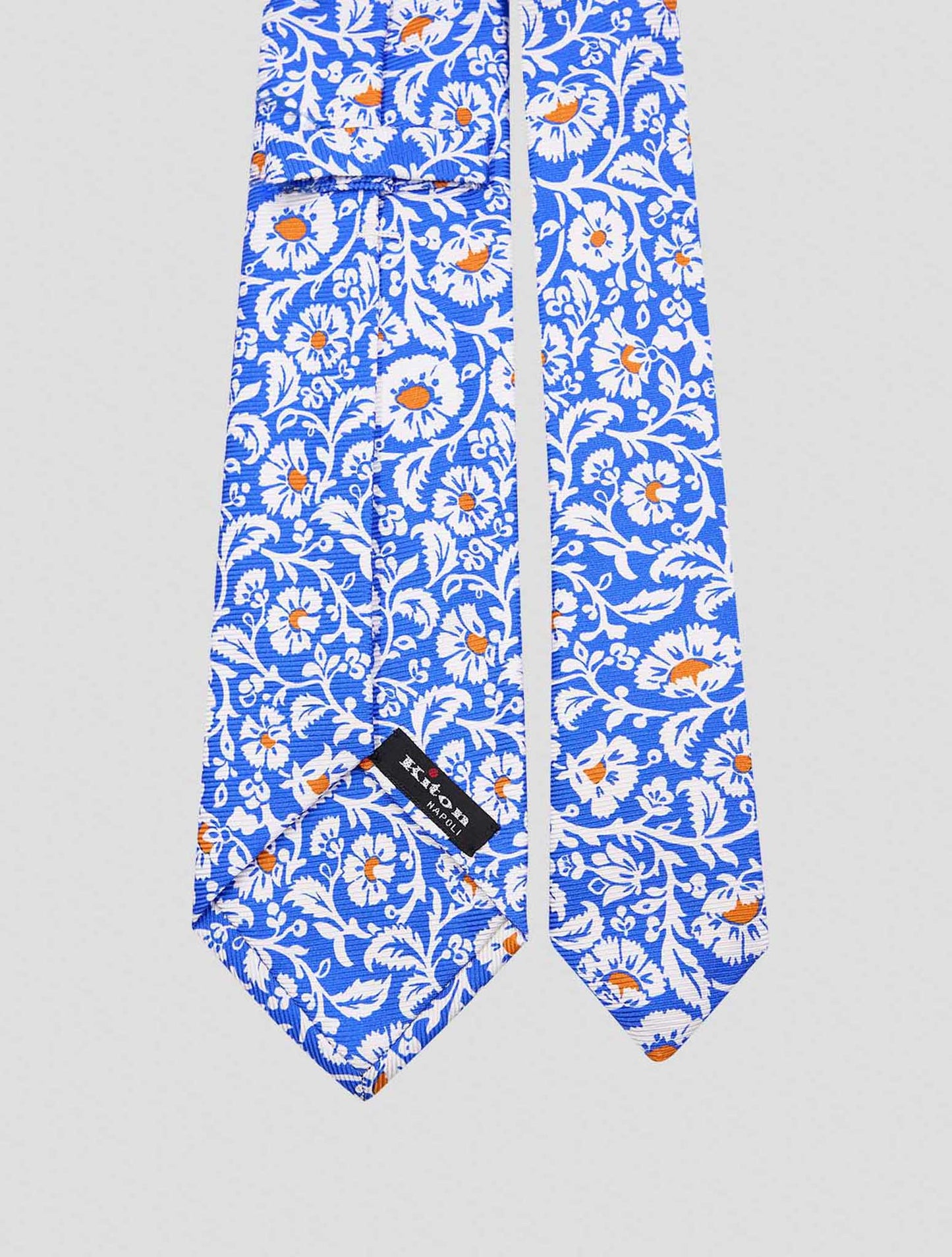 Kiton Blue White Silk Tie
