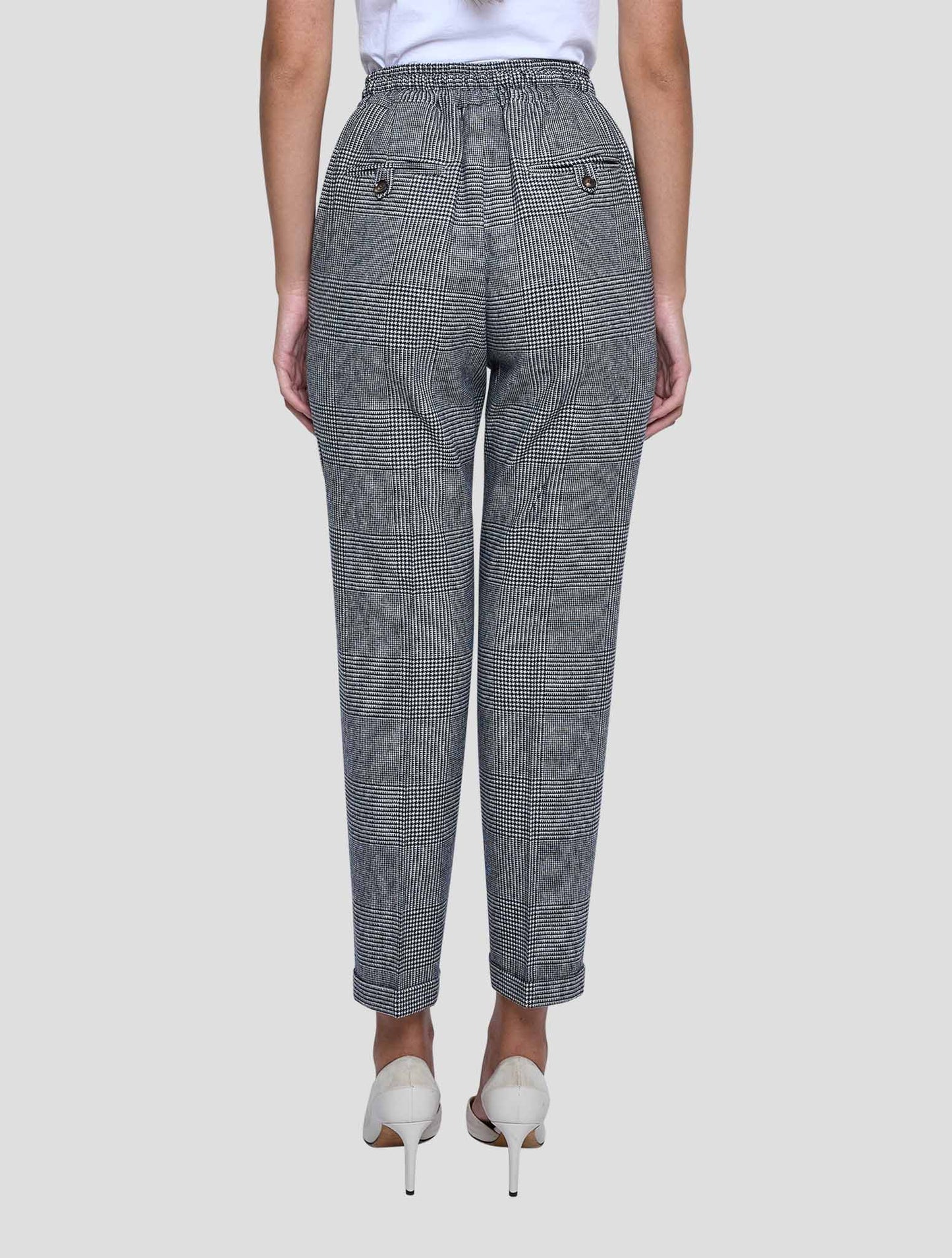 Kiton Black White Virgin Wool Cashmere Pants Women