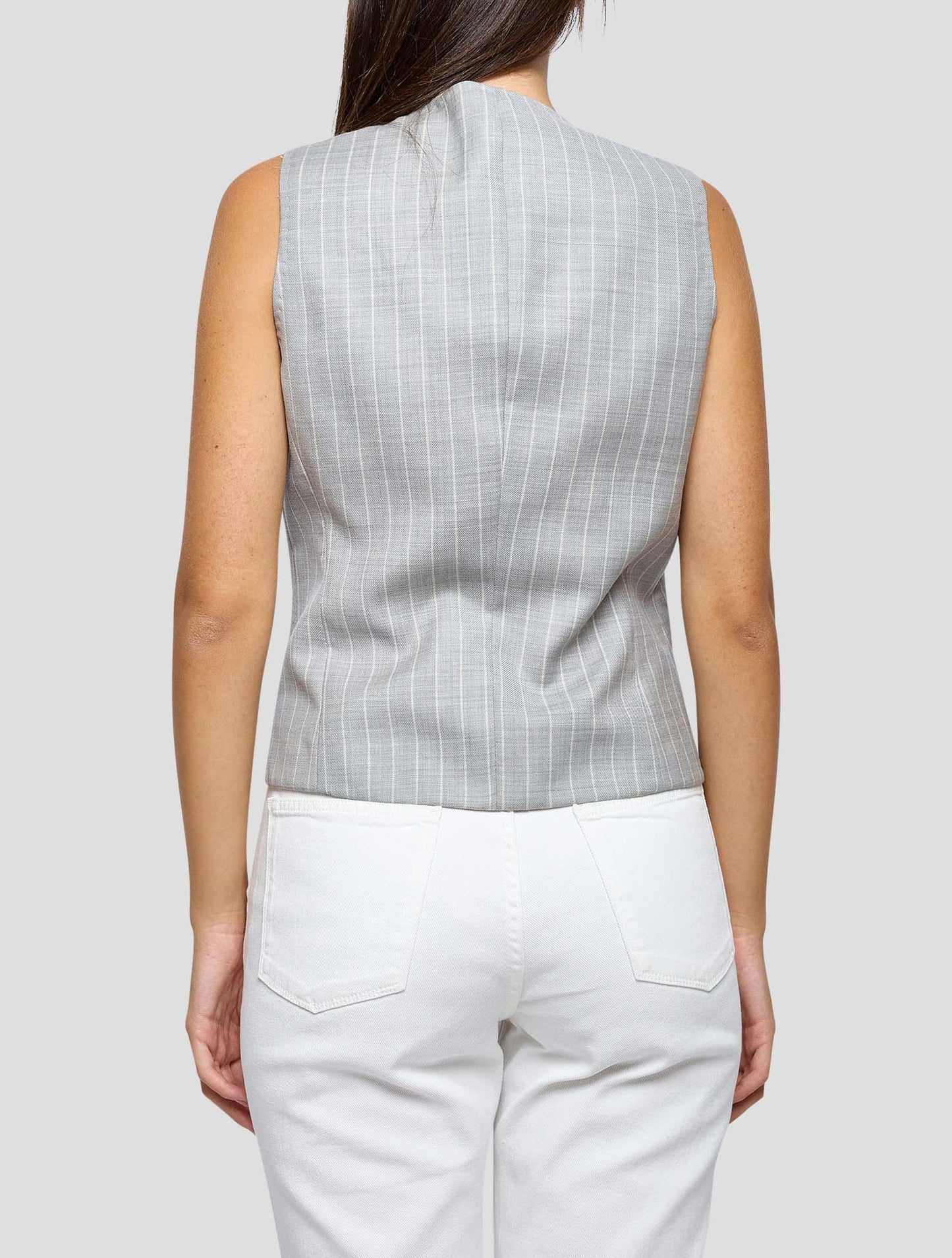 Kiton Gray White Wool Vest Women