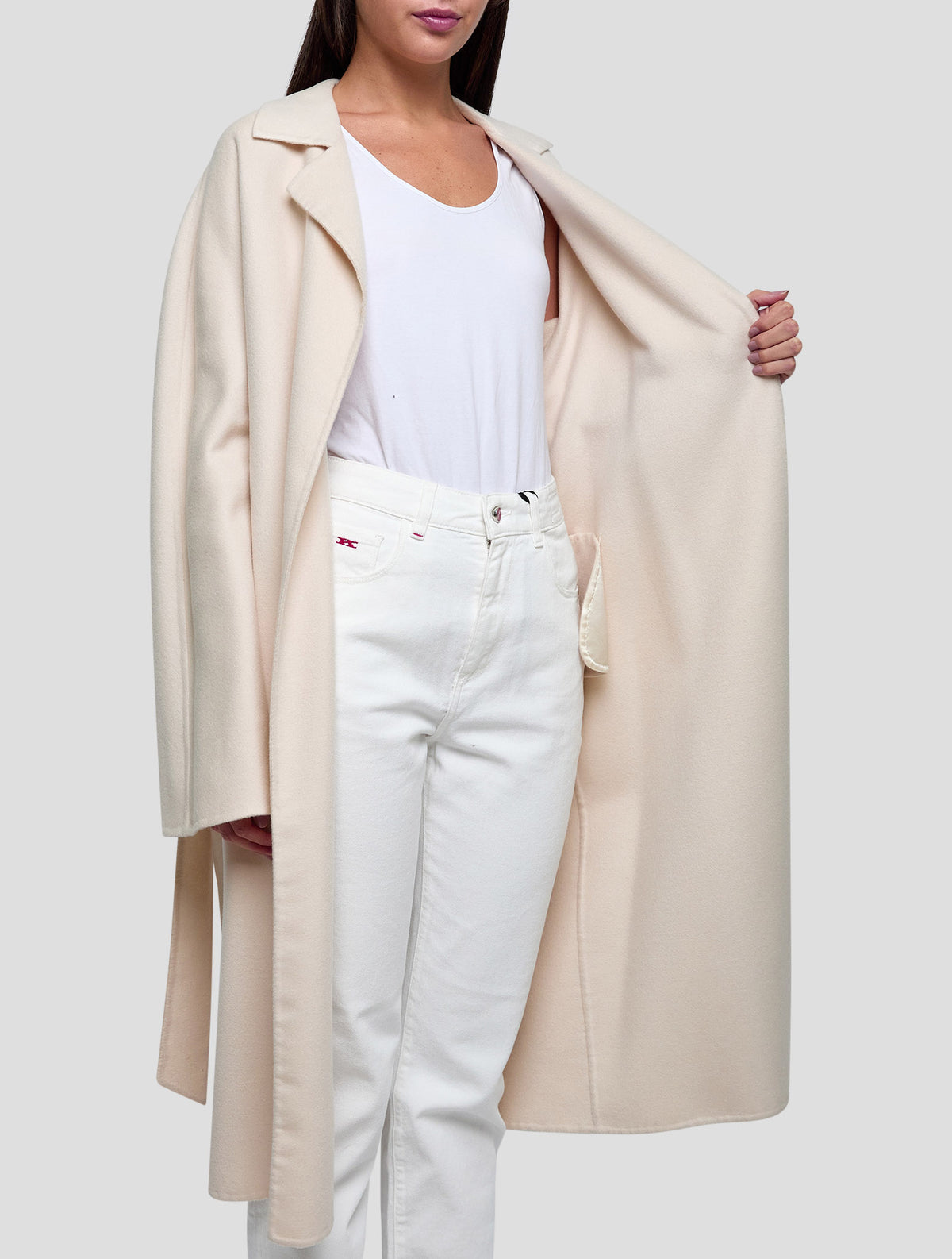 Kiton Beige Cashmere Overcoat Women
