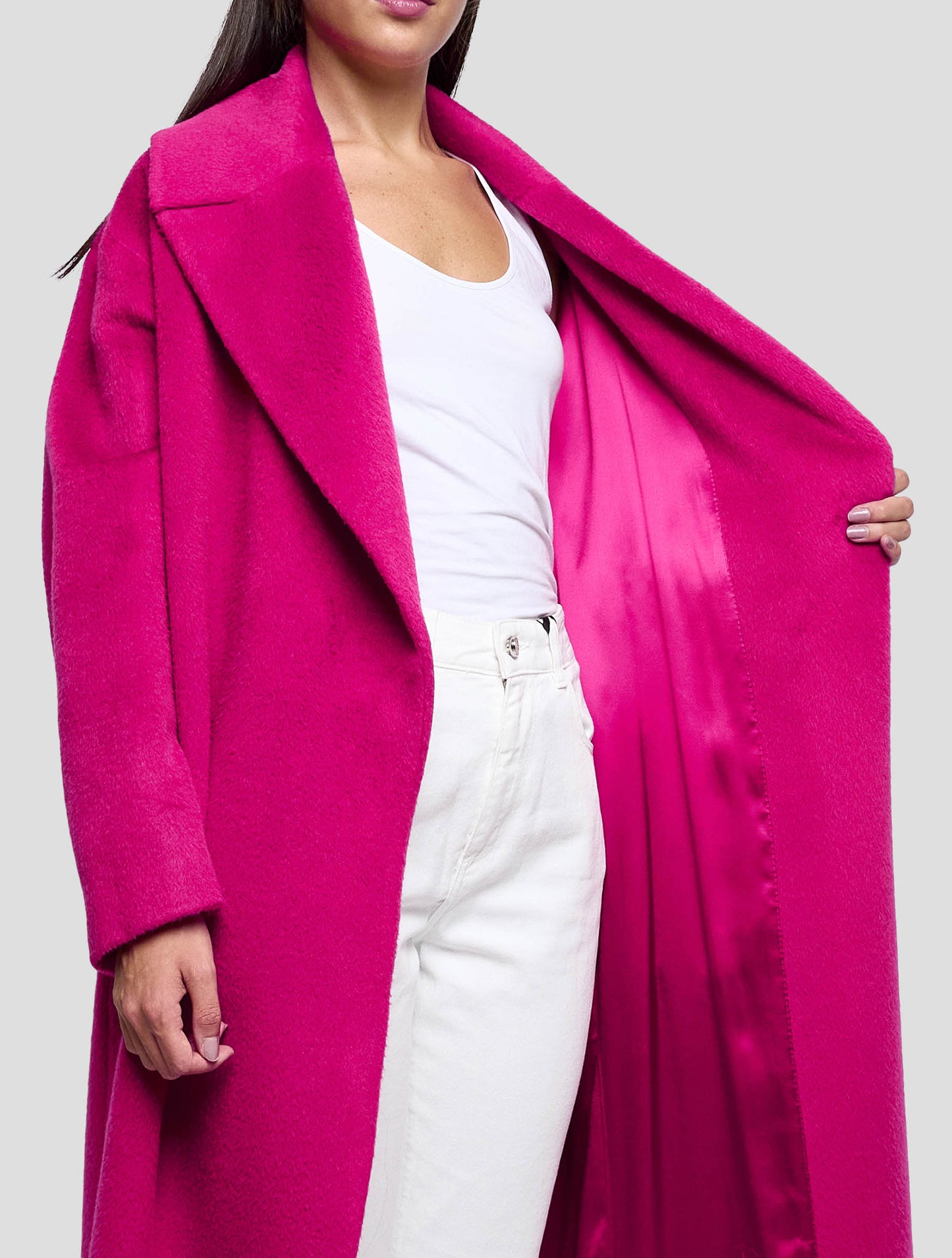Kiton Fuchsia Alpaca Virgin Wool Overcoat Women