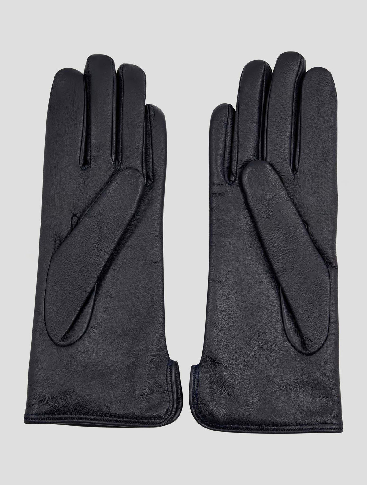 Kiton Black Leather Lamb Gloves Women