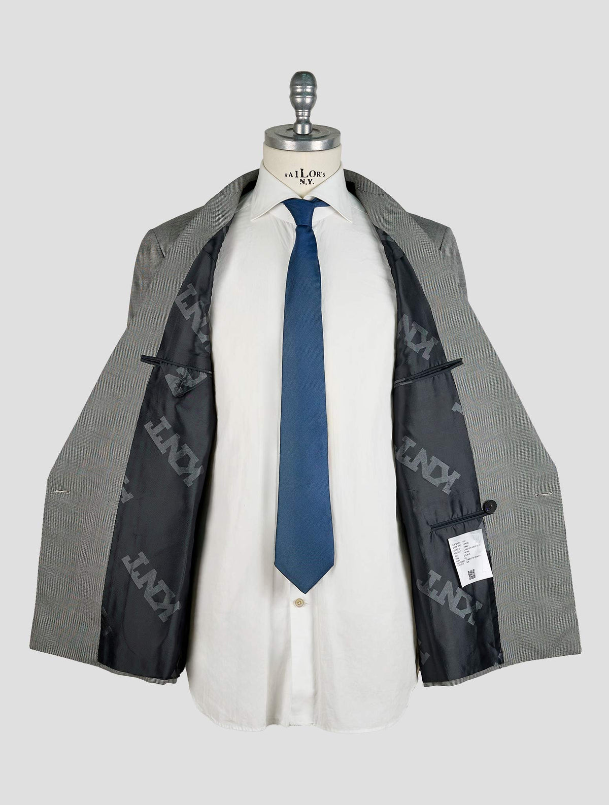 Kiton Knt Gray White Virgin Wool Suit