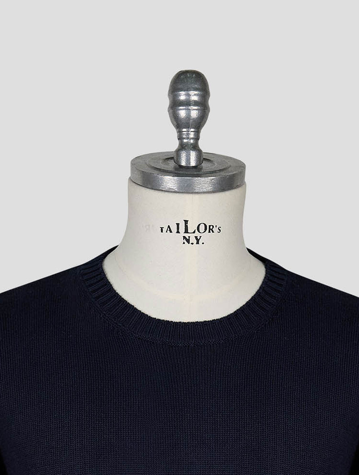 Kiton Knt Dark blue Cotton Sweater Crewneck