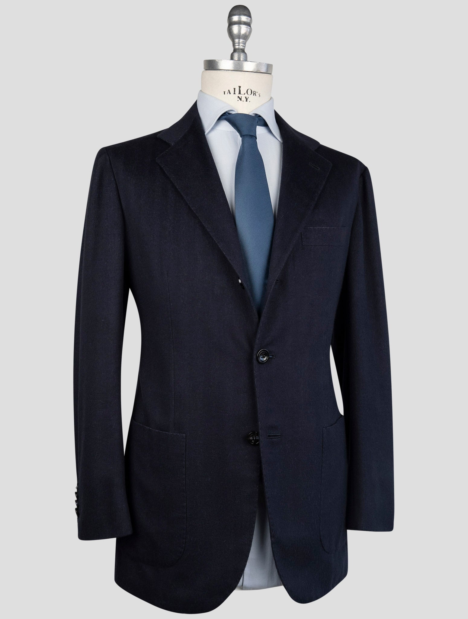 Kiton Blue Vicuna Perù Silk Blazer