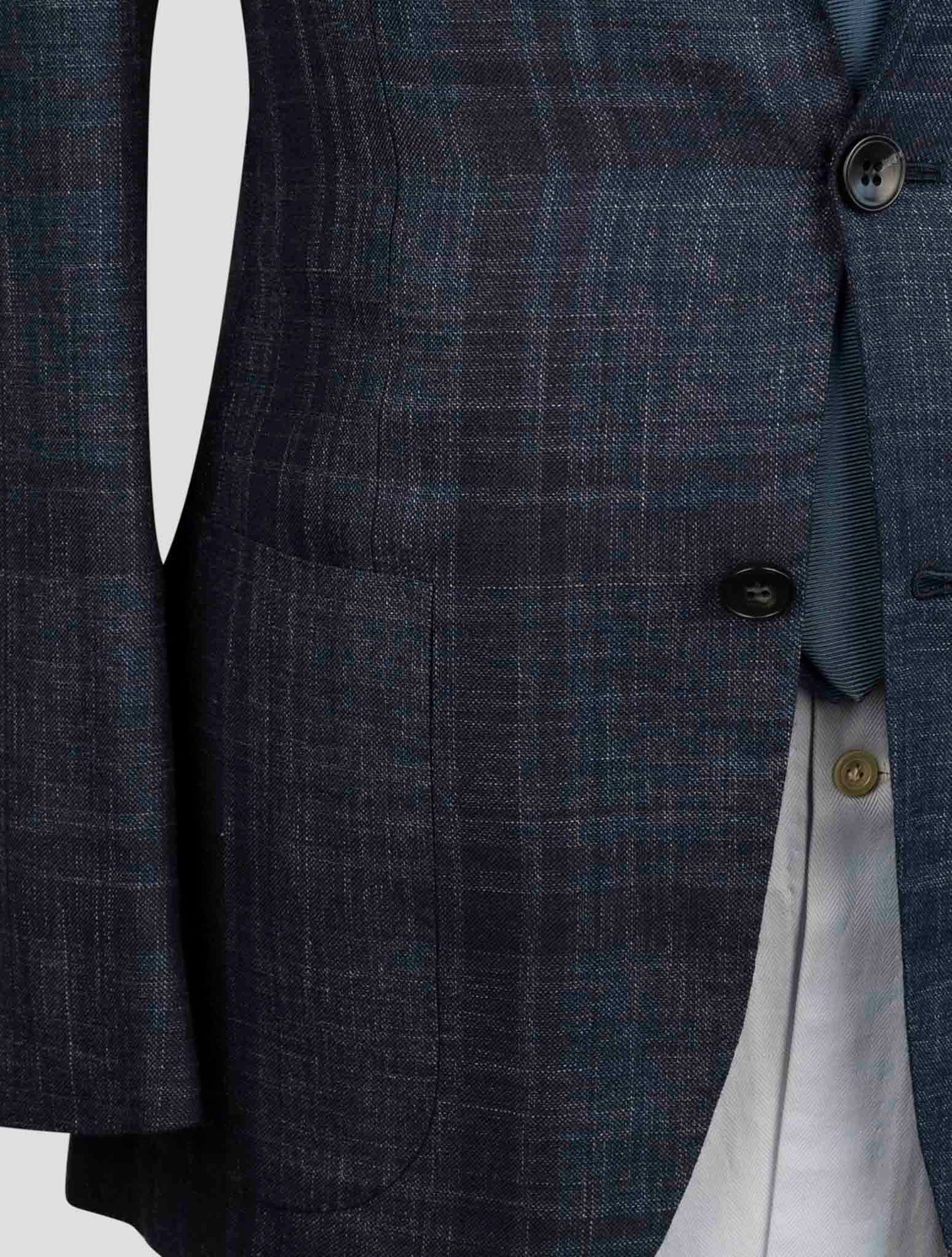 Kiton Blue Cashmere Silk Linen Blazer