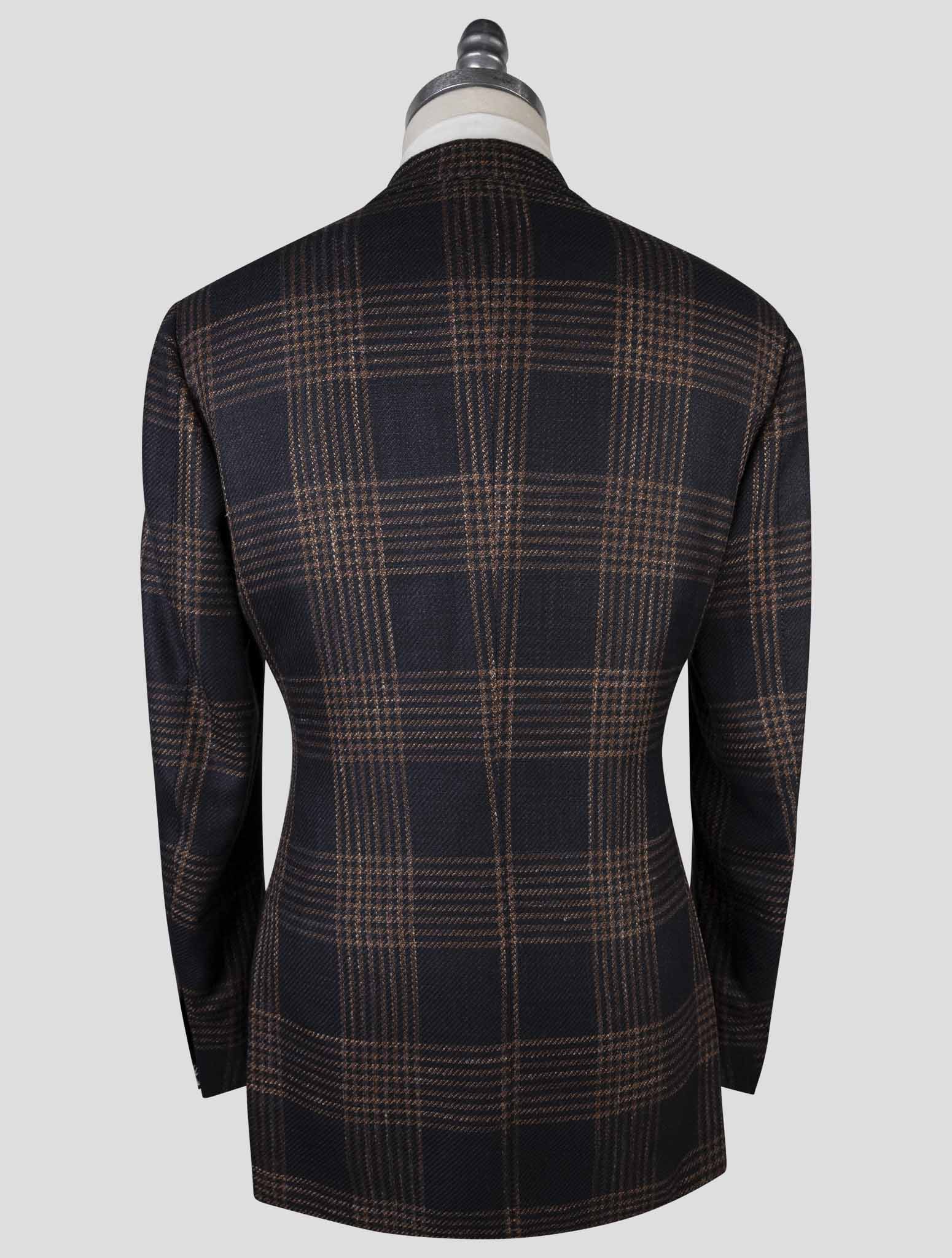 Kiton Blue Brown Cashmere Virgin Wool Silk Linen  Blazer