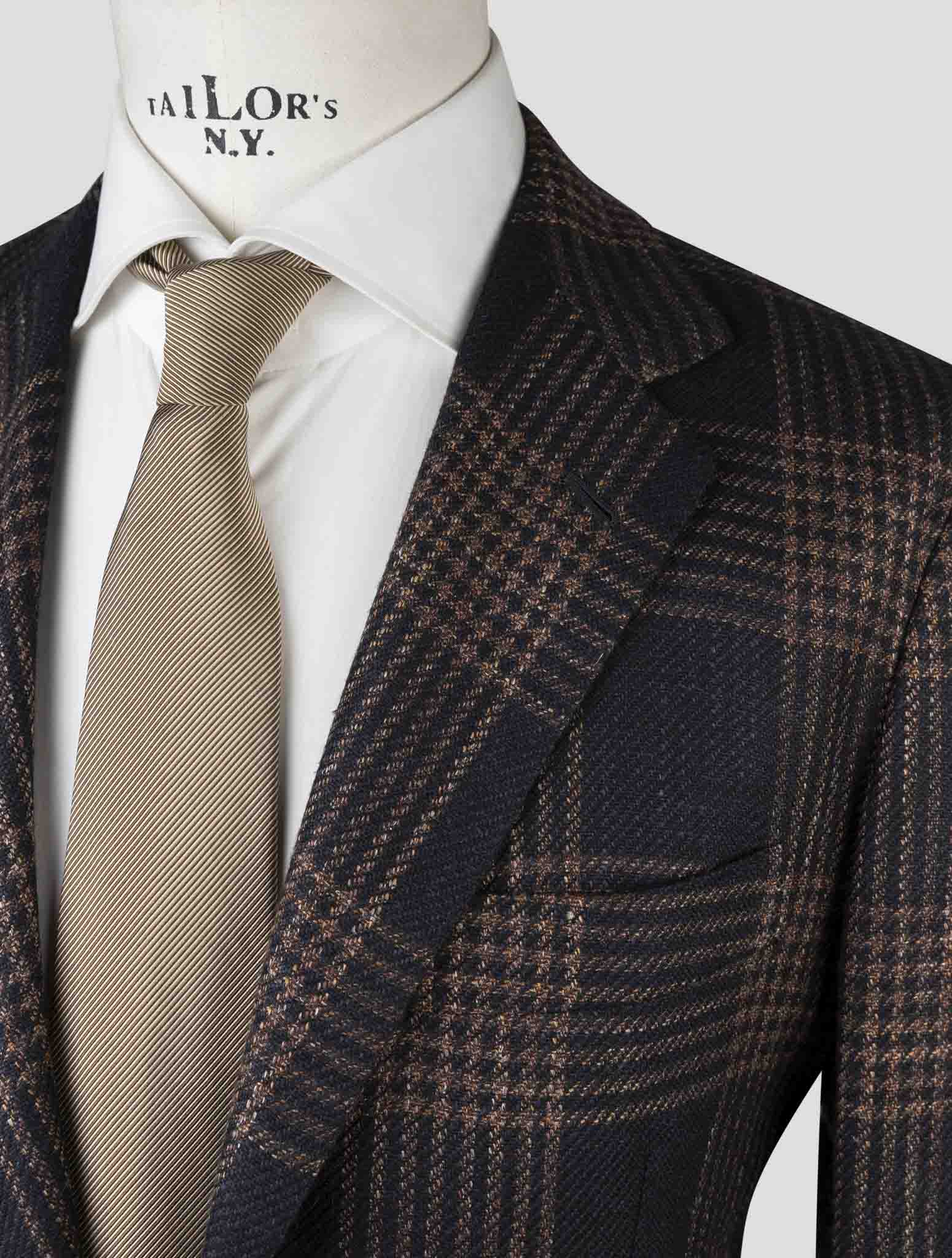 Kiton Blue Brown Cashmere Virgin Wool Silk Linen  Blazer