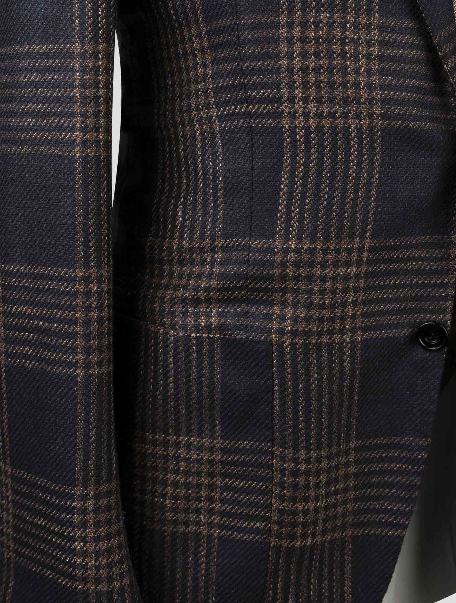 Kiton Blue Brown Cashmere Virgin Wool Silk Linen  Blazer