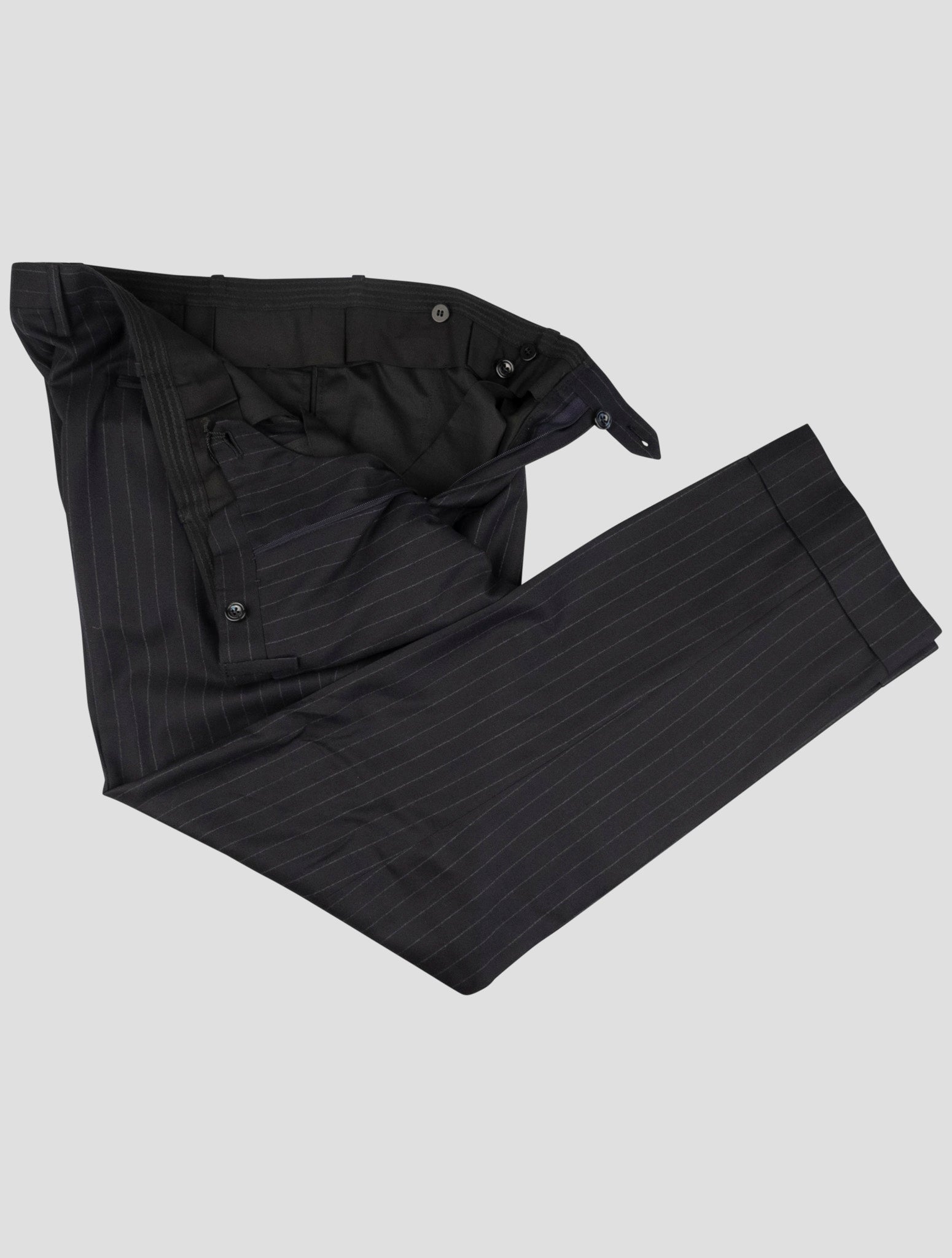 Kiton Black Wool Ea Dress Pants