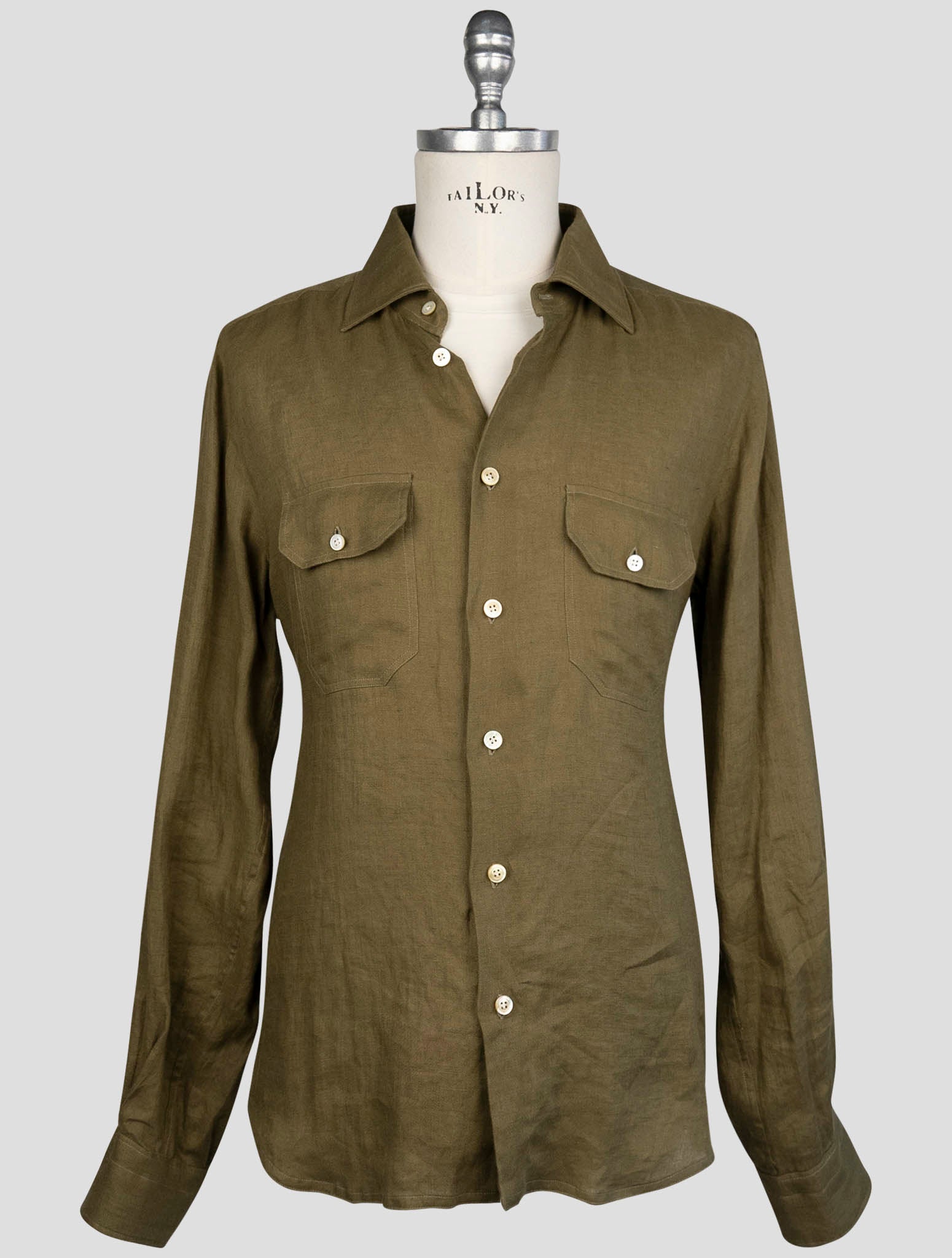 kiton Green Linen  Shirt