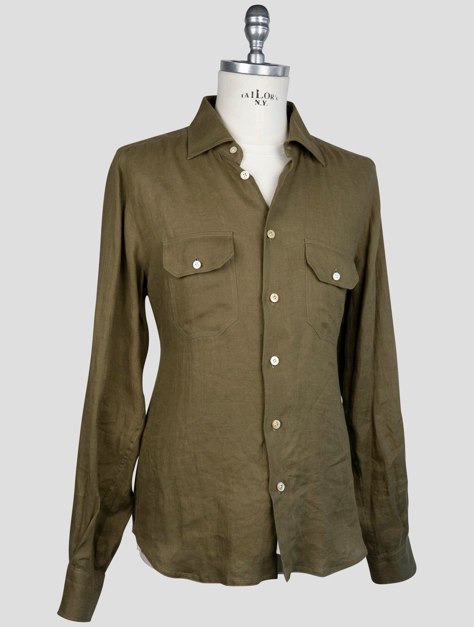 kiton Green Linen  Shirt
