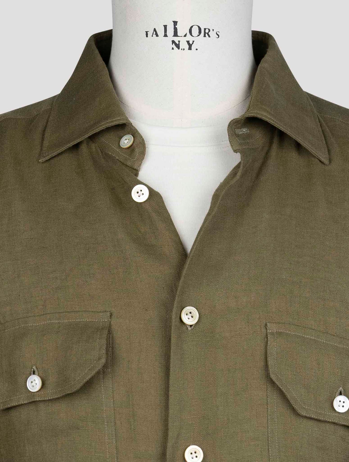 kiton Green Linen  Shirt
