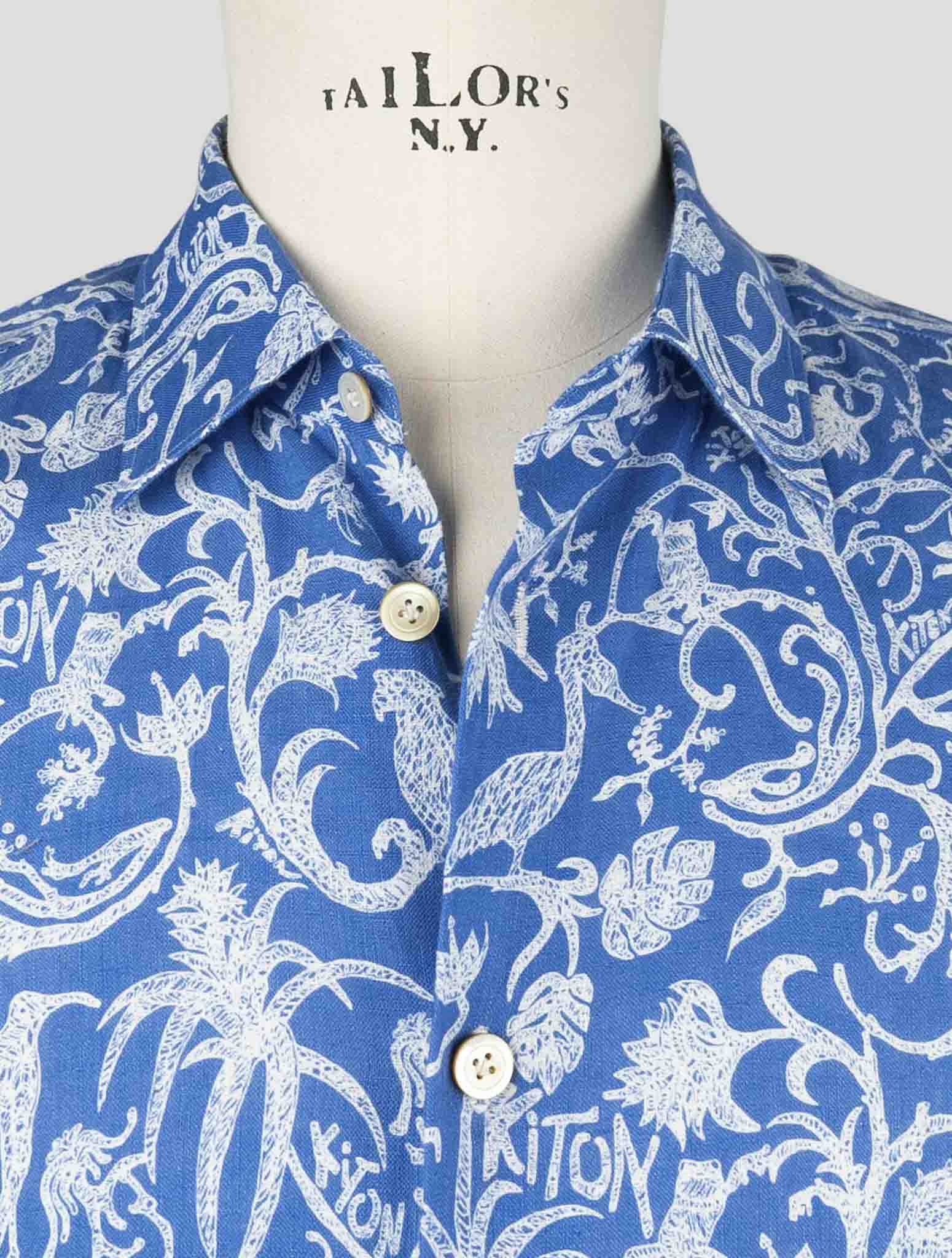 Kiton Blue Linen Shirt