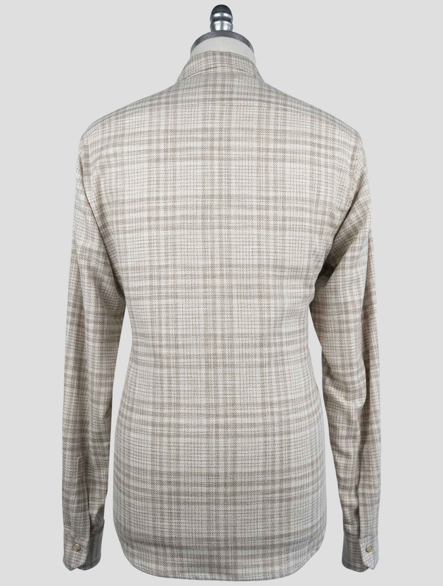 Kiton Beige Virgin Wool Silk Cotton Pa Ea Shirt