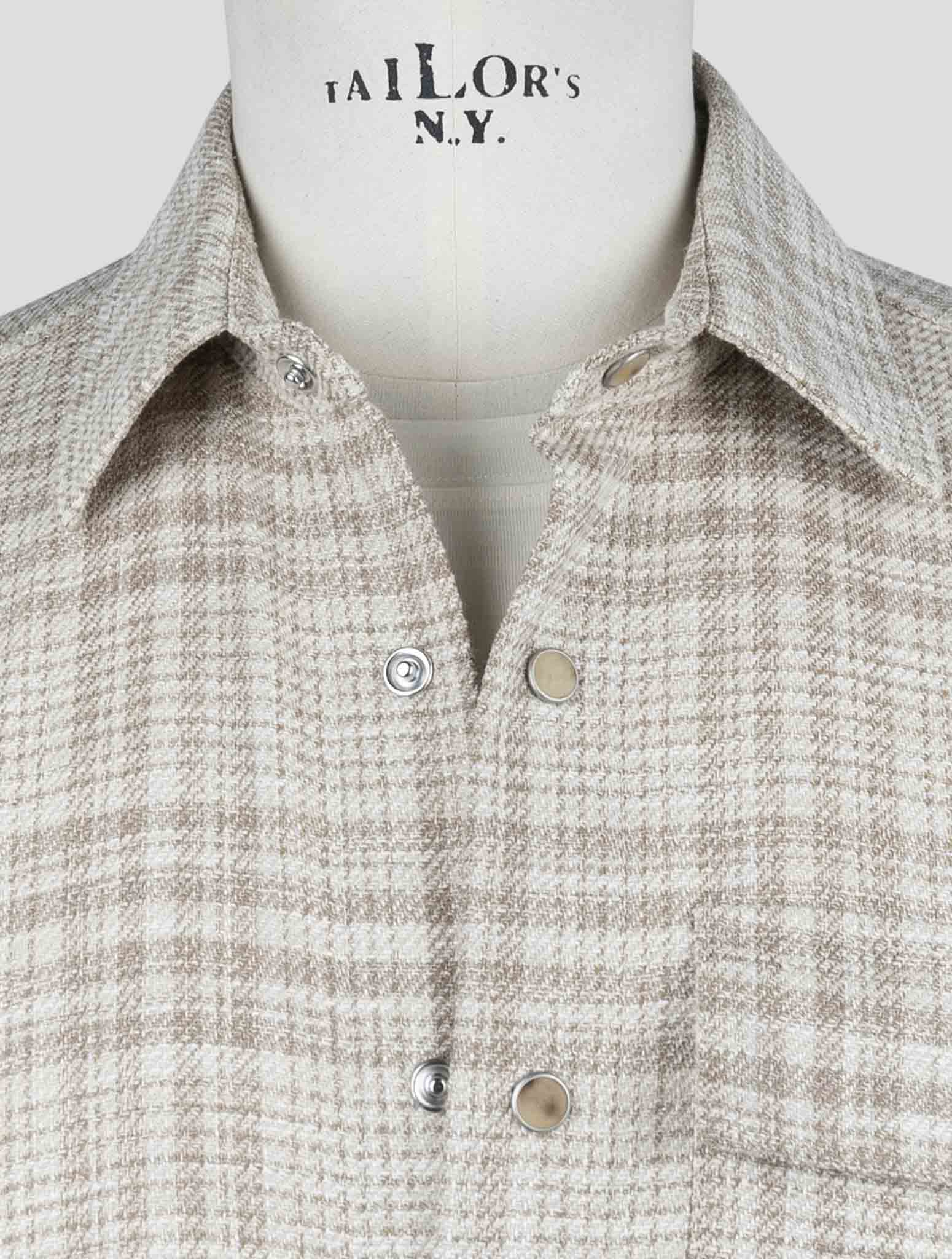 Kiton Beige Virgin Wool Silk Cotton Pa Ea Shirt