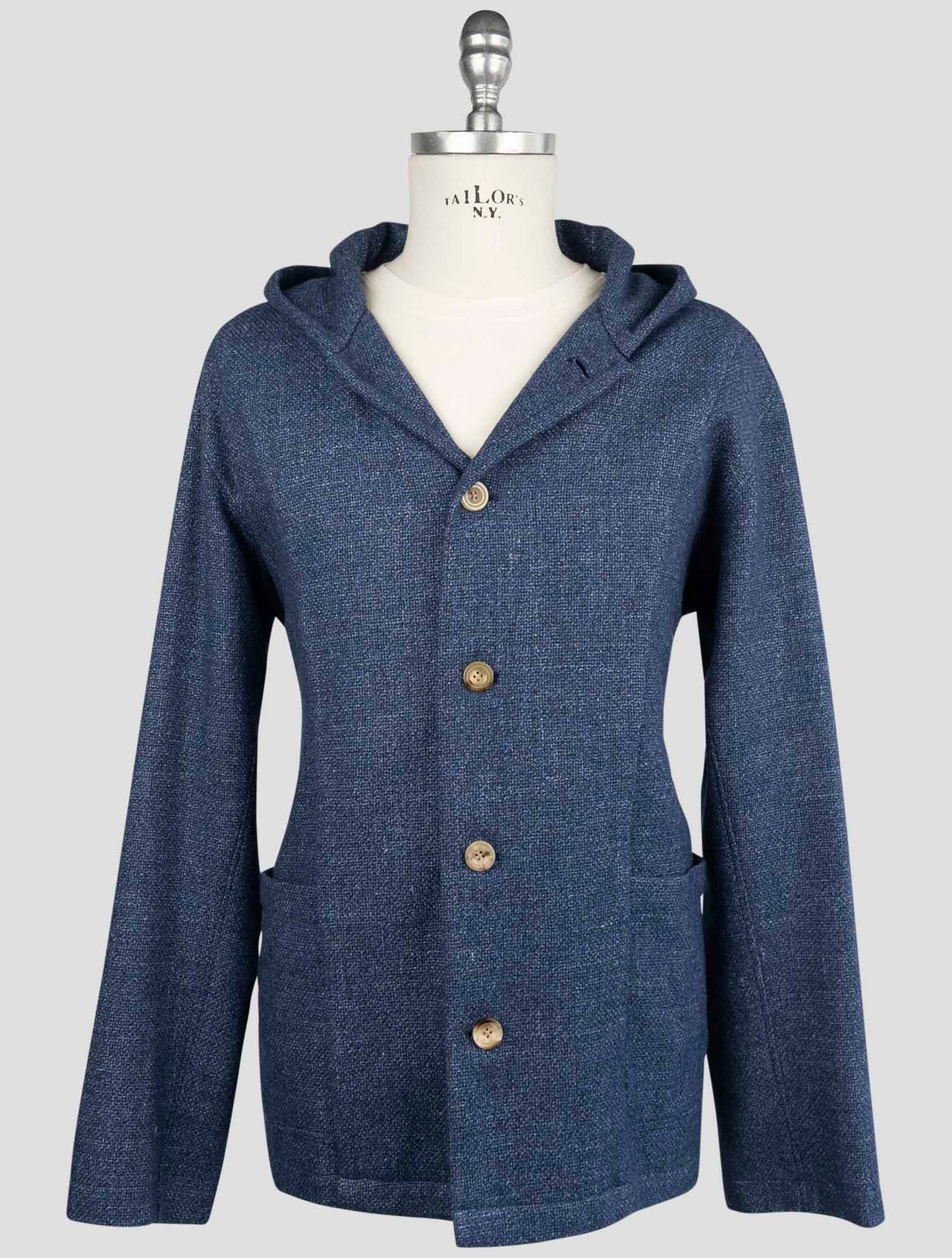 Kiton Blue Virgin Wool Silk Linen Shirt Luca