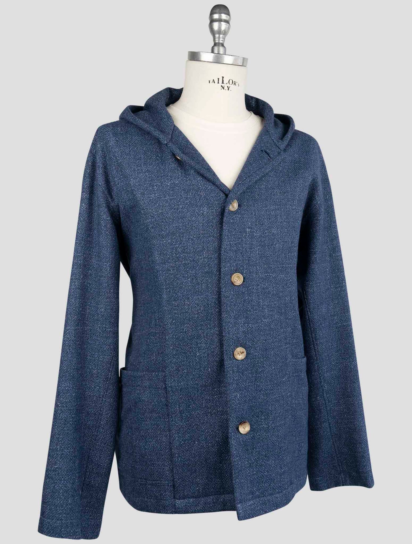 Kiton Blue Virgin Wool Silk Linen Shirt Luca