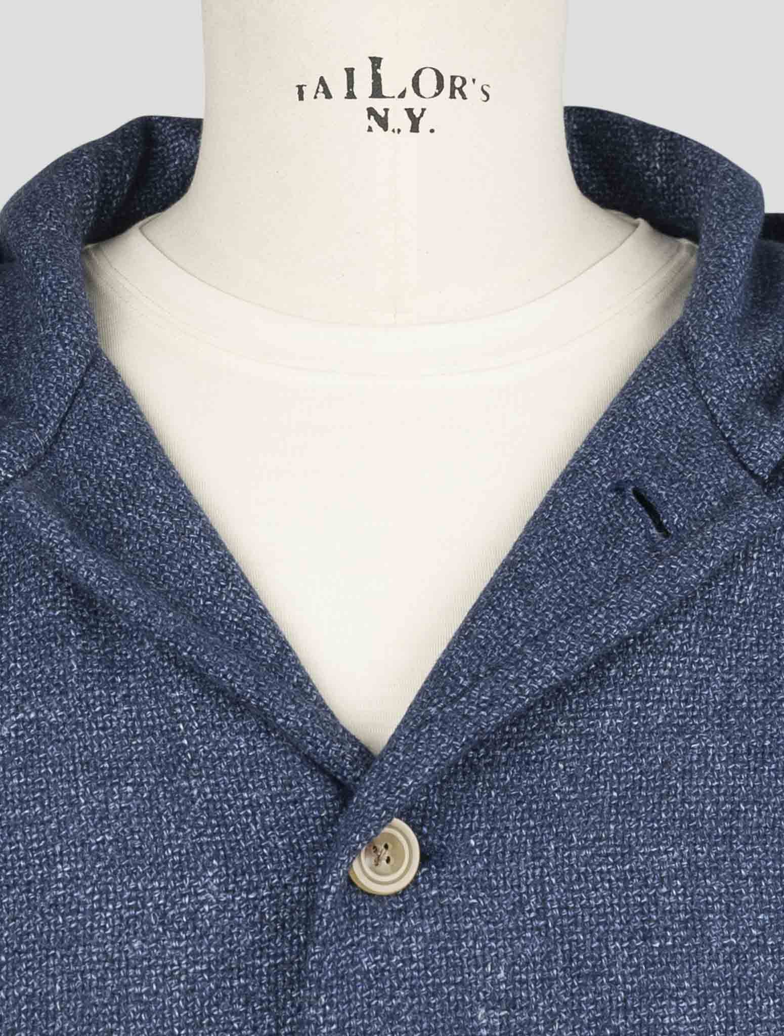 Kiton Blue Virgin Wool Silk Linen Shirt Luca