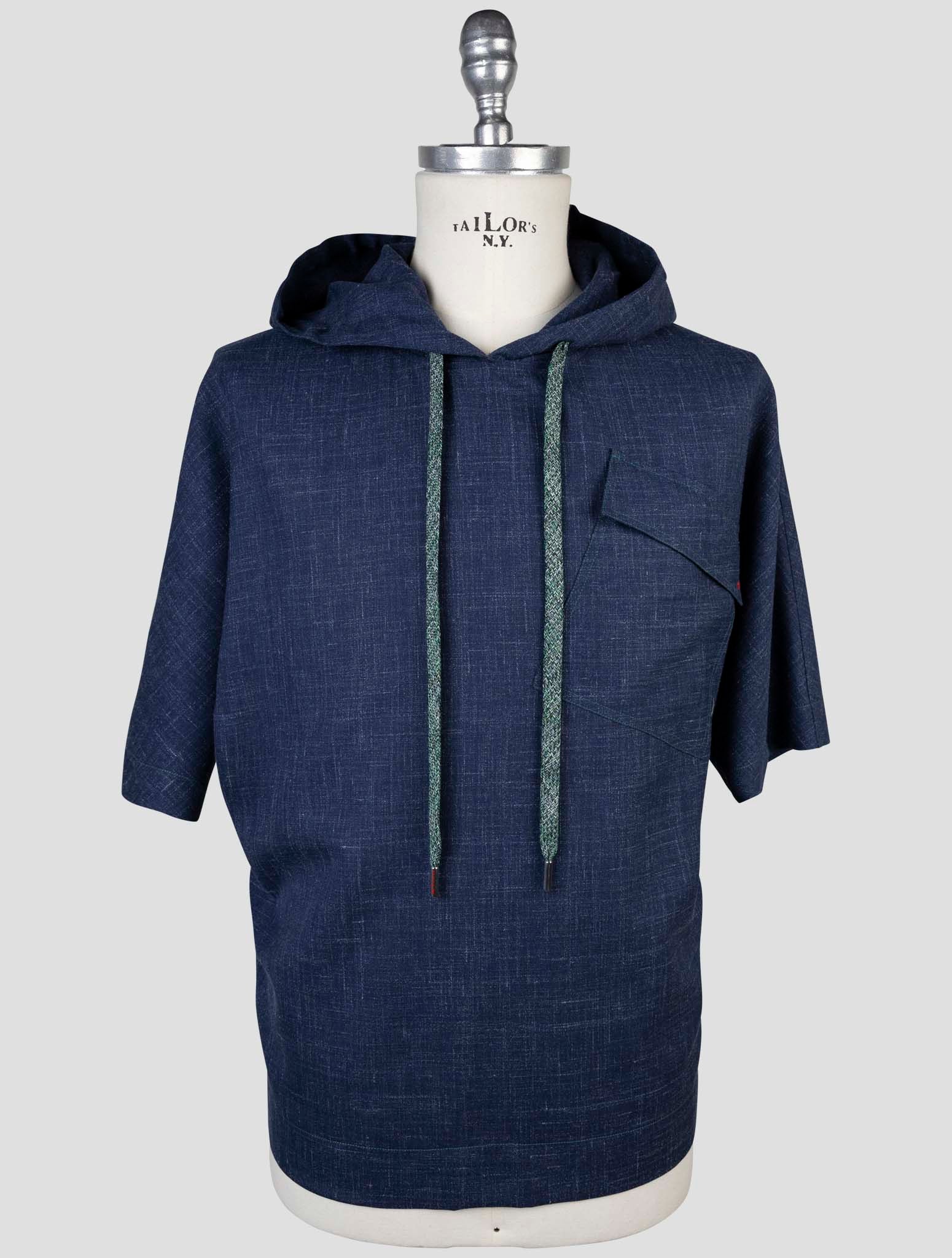 Kiton Blue Wool Silk Linen Shirt Special Edition Plus One