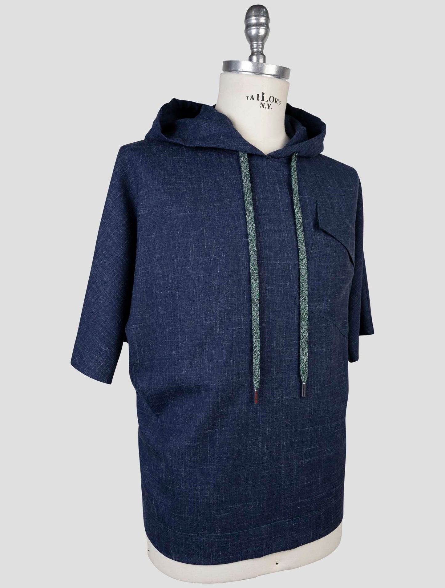 Kiton Blue Wool Silk Linen Shirt Special Edition Plus One